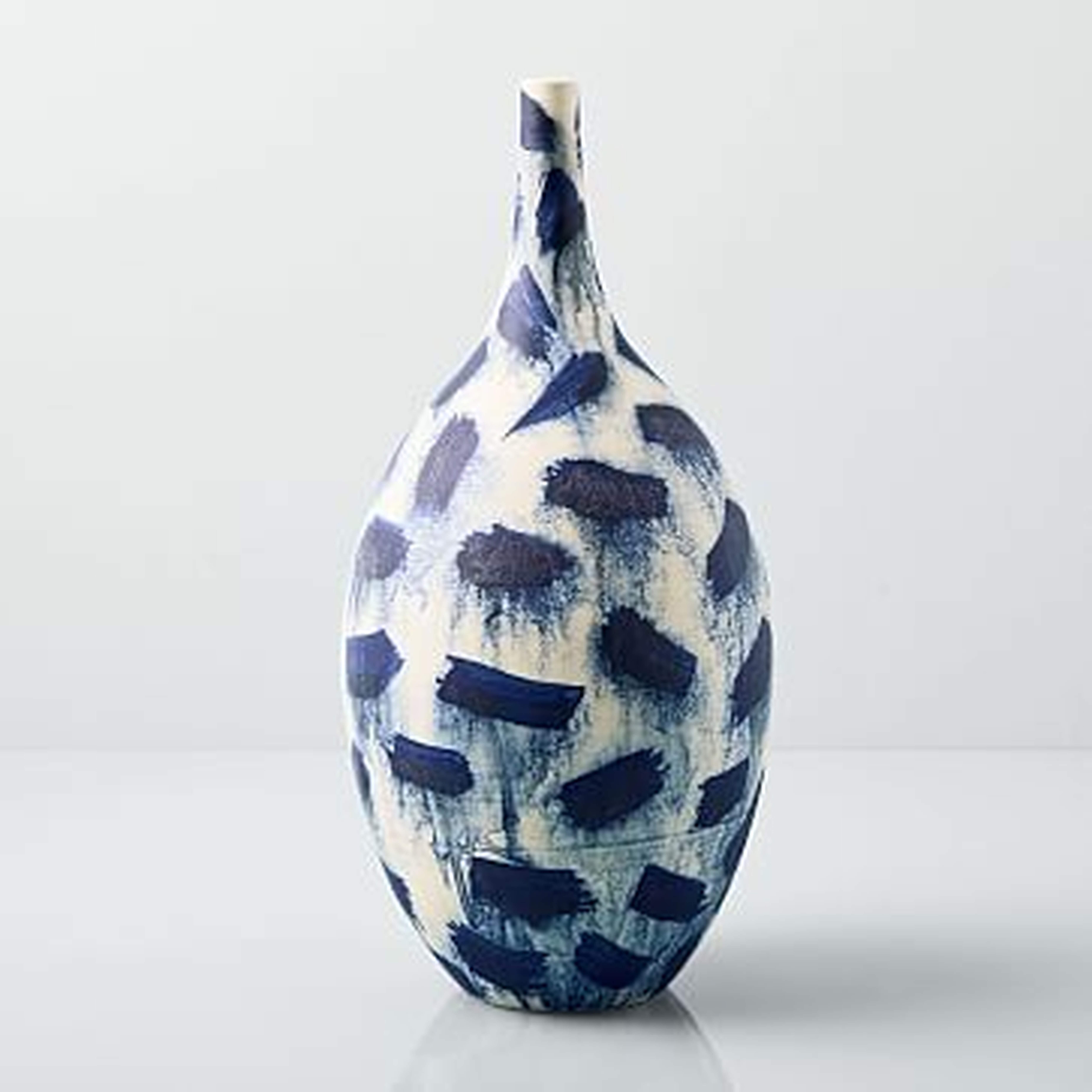 Abstract Indigo Vase, Extra Large, Dash, 17" - West Elm