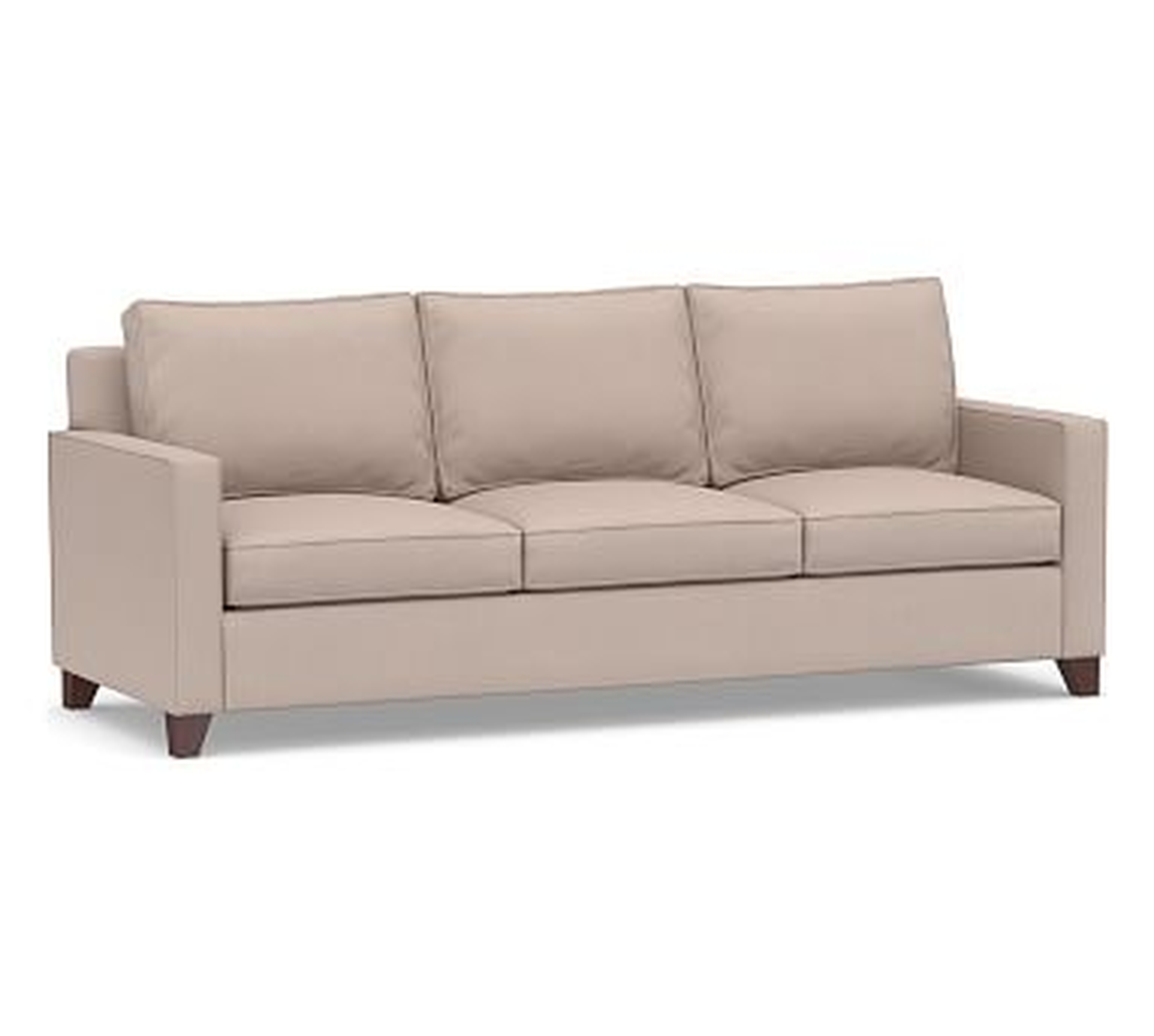 Cameron Square Arm Upholstered Grand Sofa 96" 3-Seater, Polyester Wrapped Cushions, Performance Heathered Tweed Desert - Pottery Barn