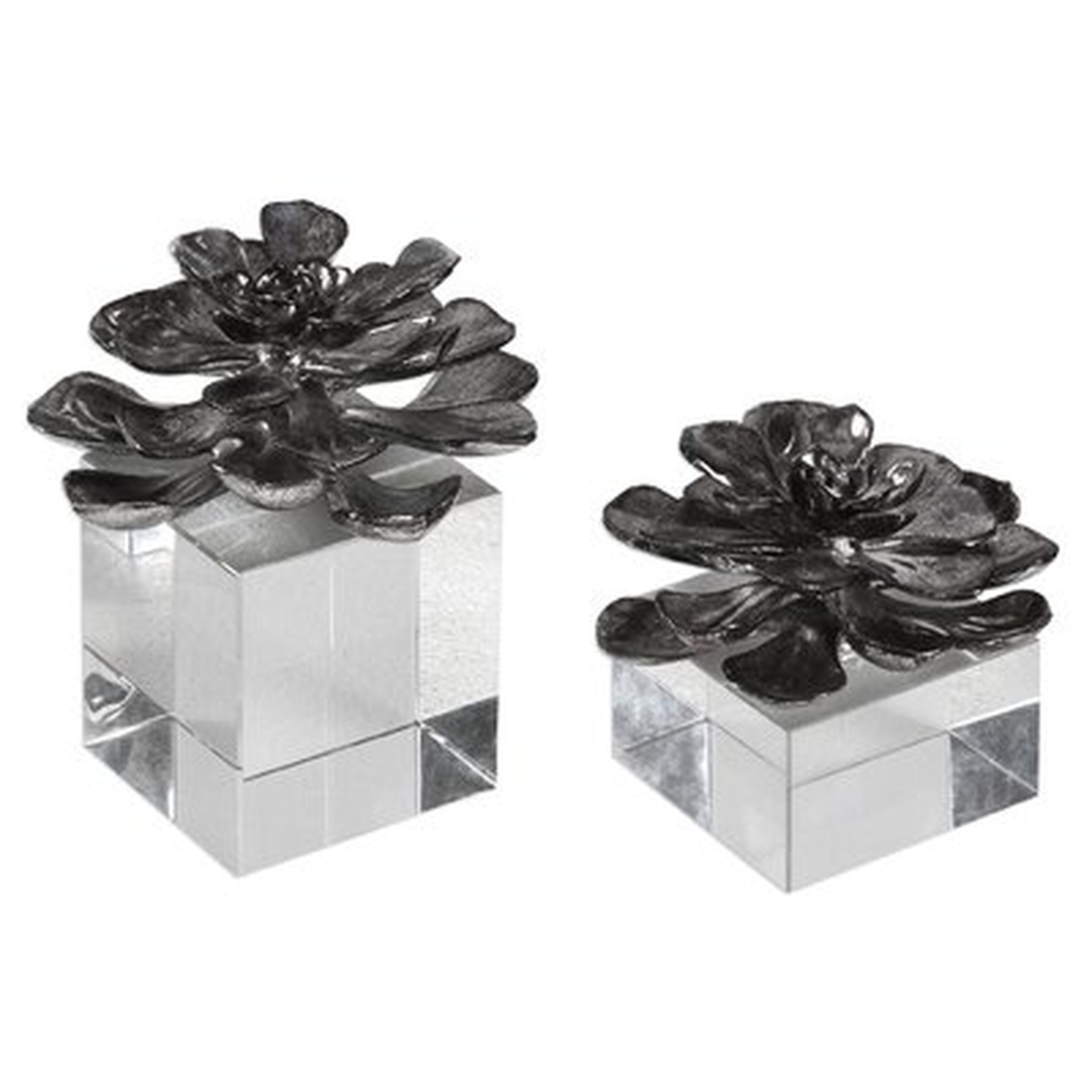 2 Piece Indian Lotus Metallic Flowers Sculpture Set - AllModern