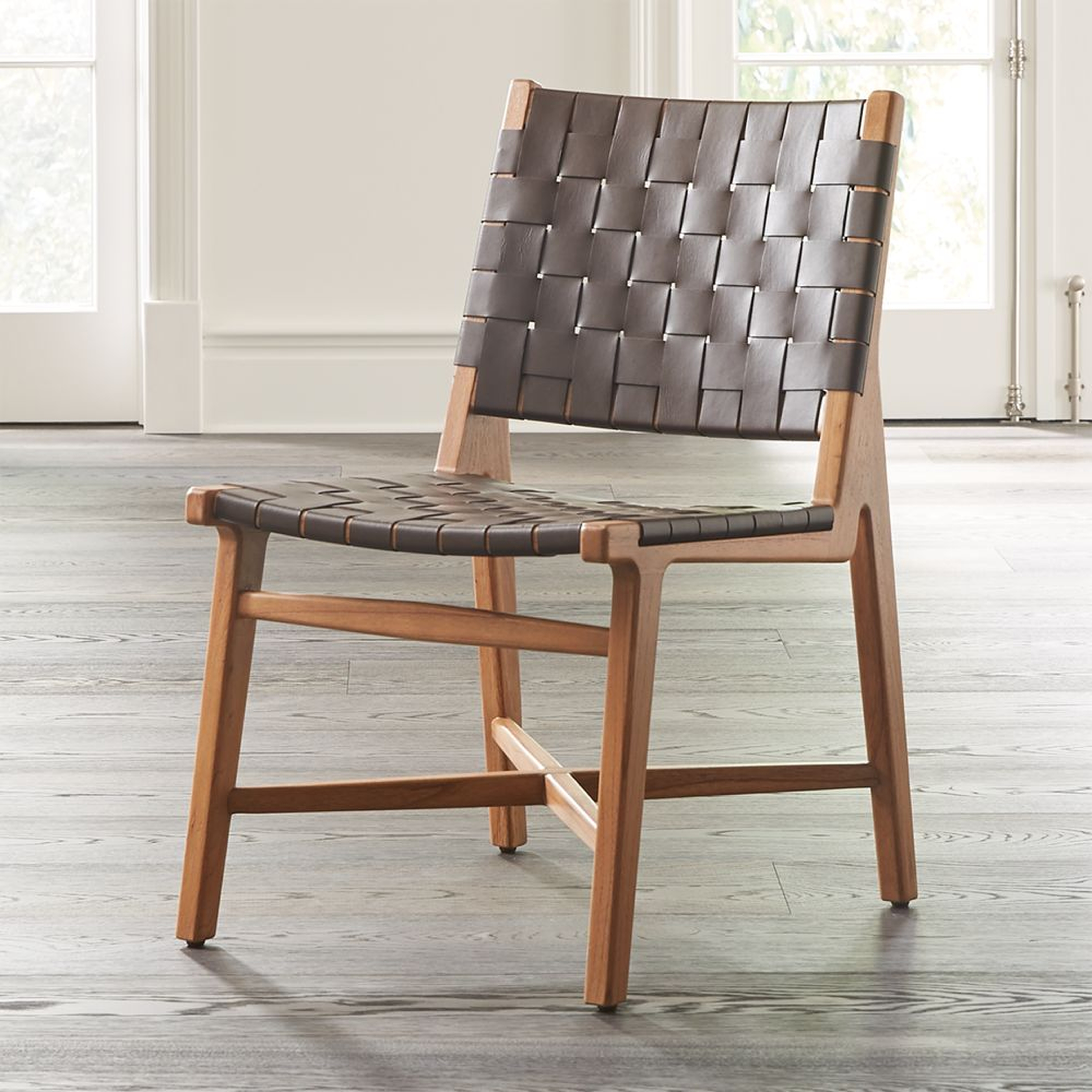 Taj Brown Woven Leather Dining Chair - Crate and Barrel