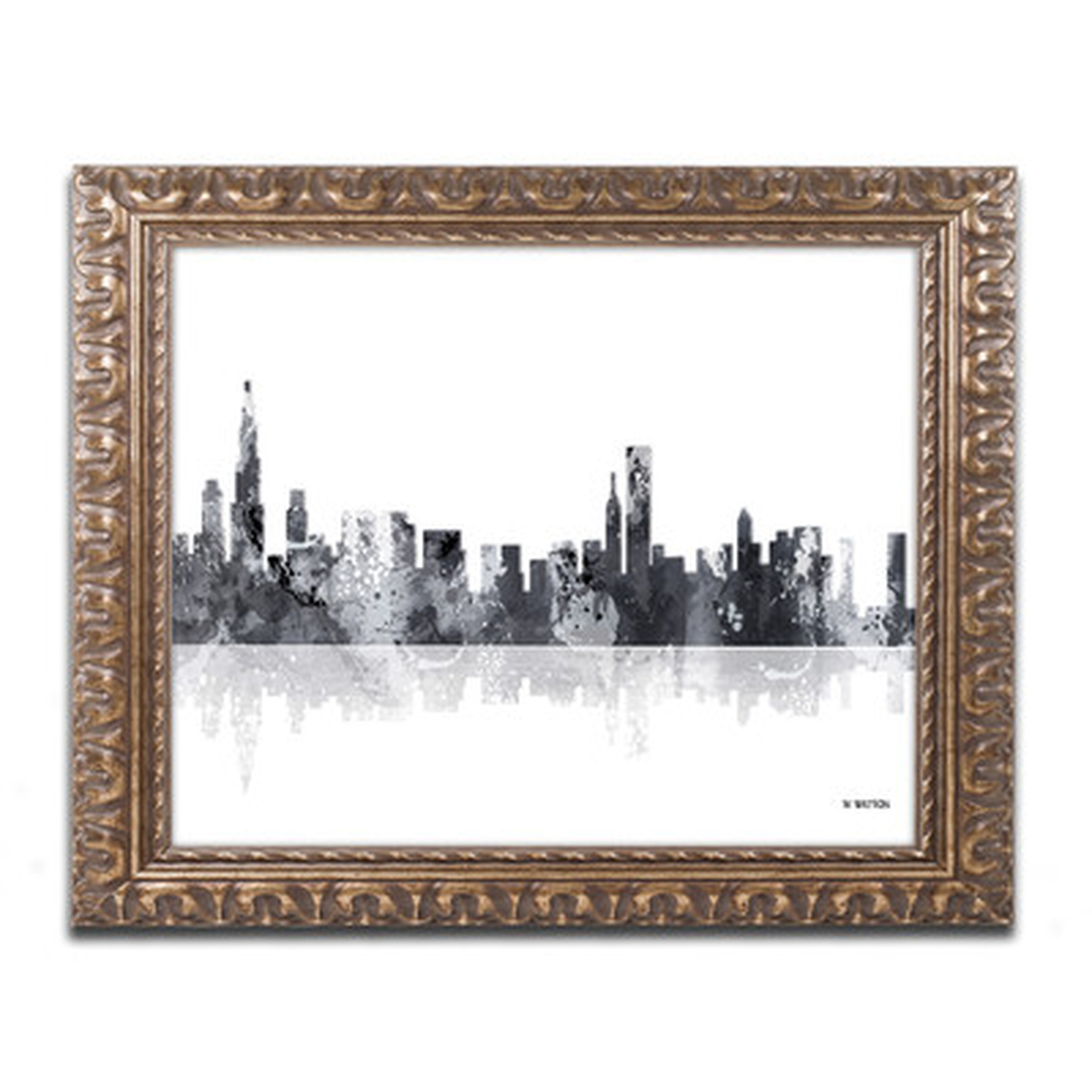 Chicago Illinois Skyline BG-1" by Marlene Watson Ornate Framed Graphic Art - Wayfair