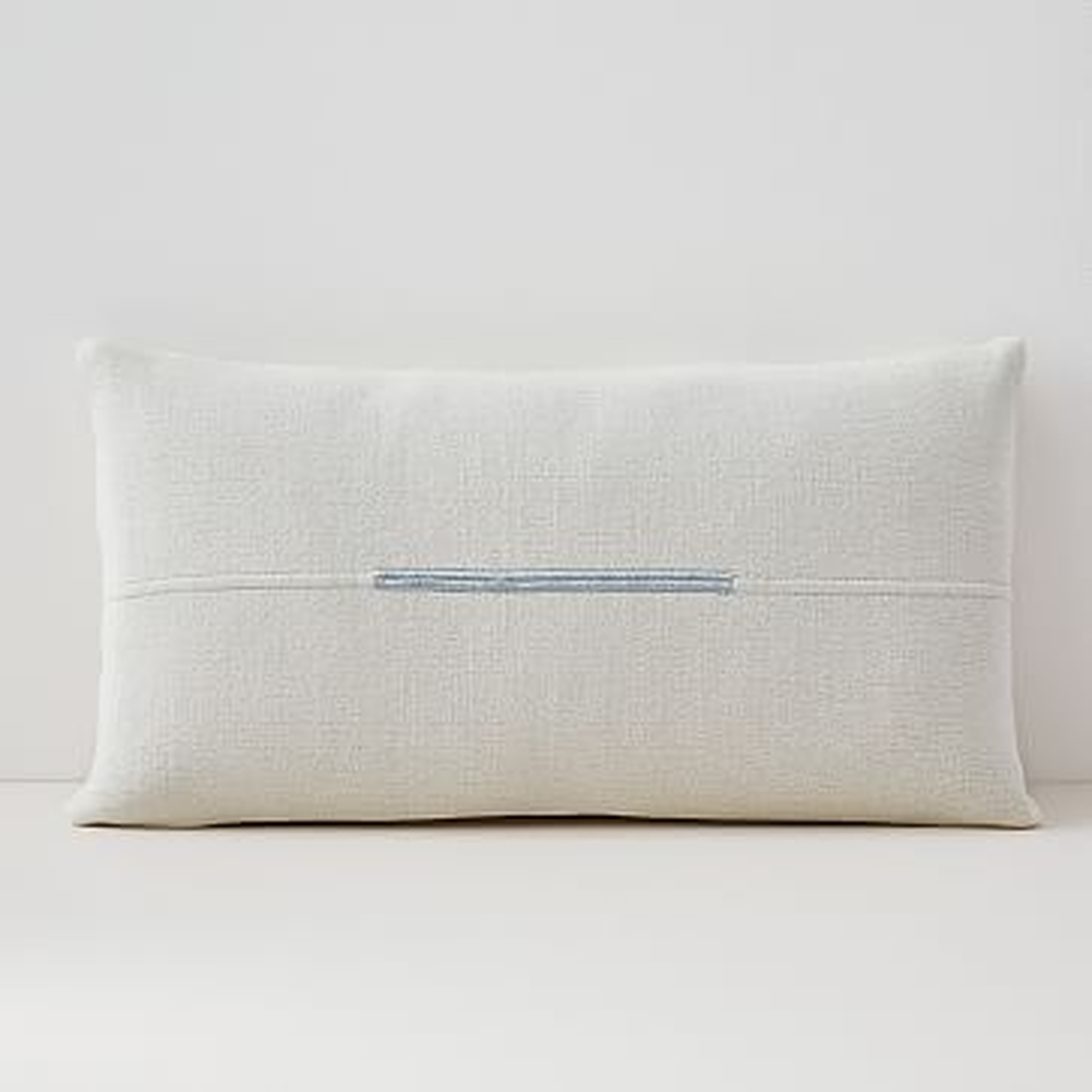 Accented Cotton Canvas Lumbar Pillow Cover, 14"x26", White - West Elm