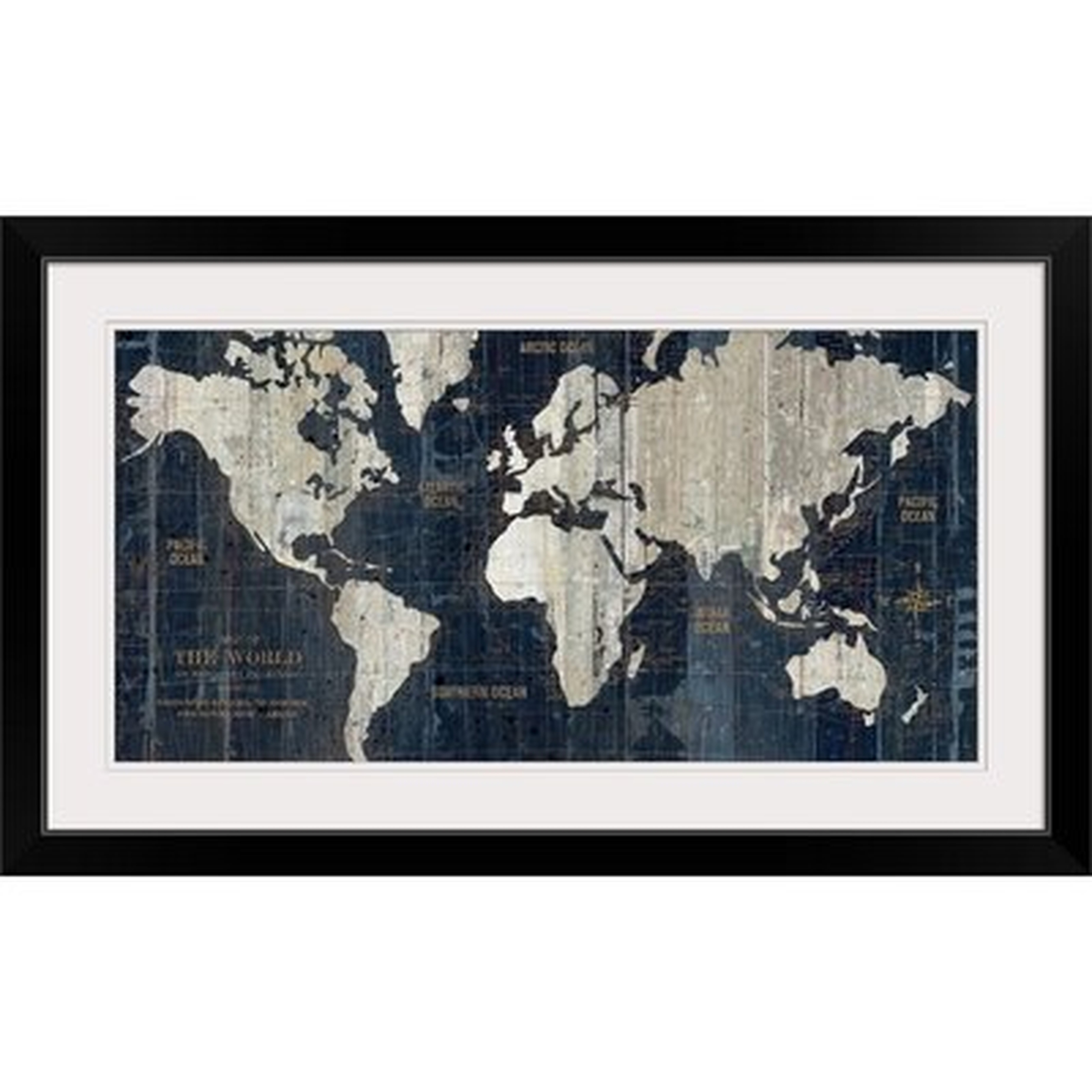 'Old World Map Blue' Graphic Art Print - AllModern