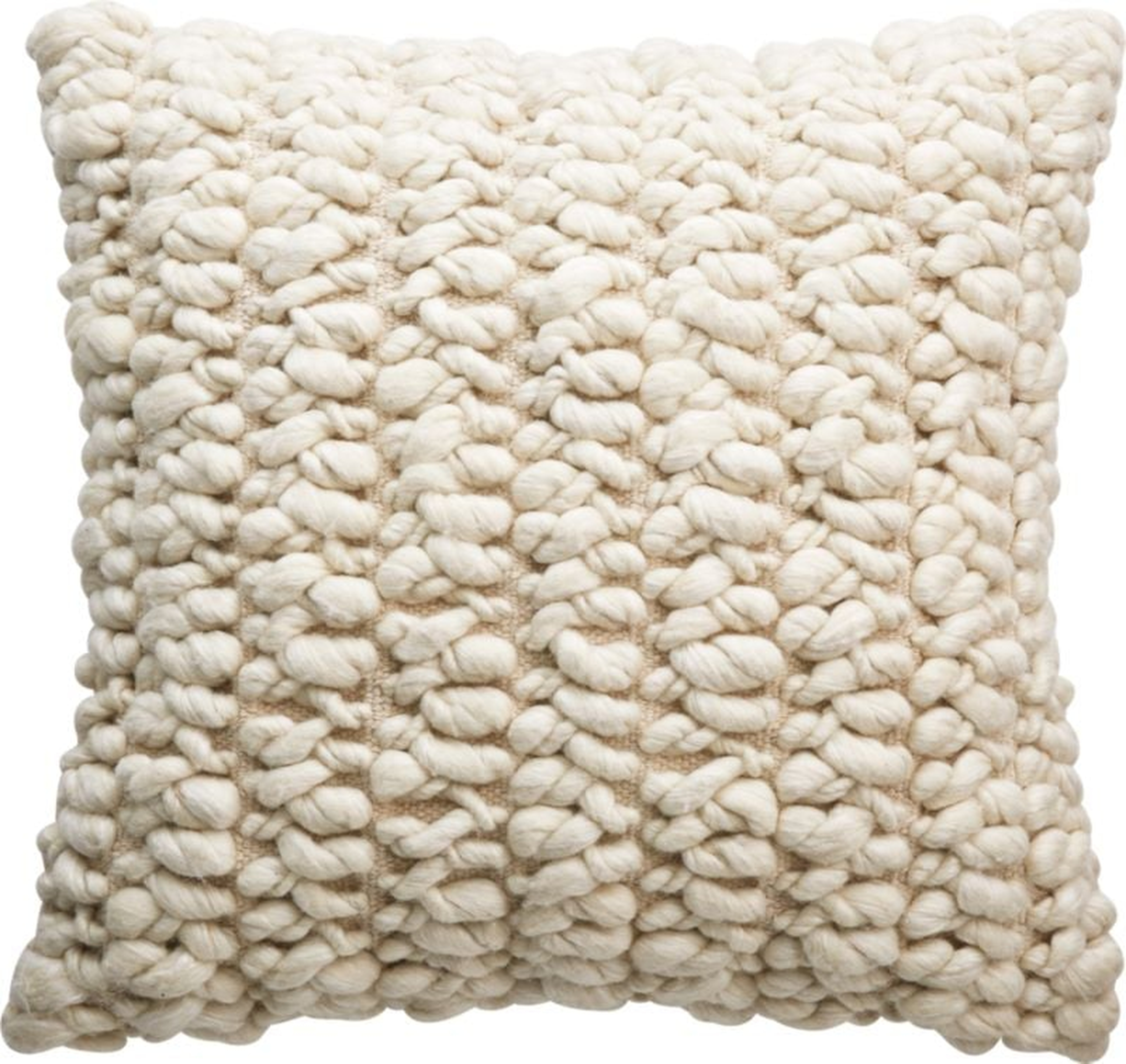 Tillie Ivory White Wool Throw Pillow with Feather-Down Insert 20" - CB2