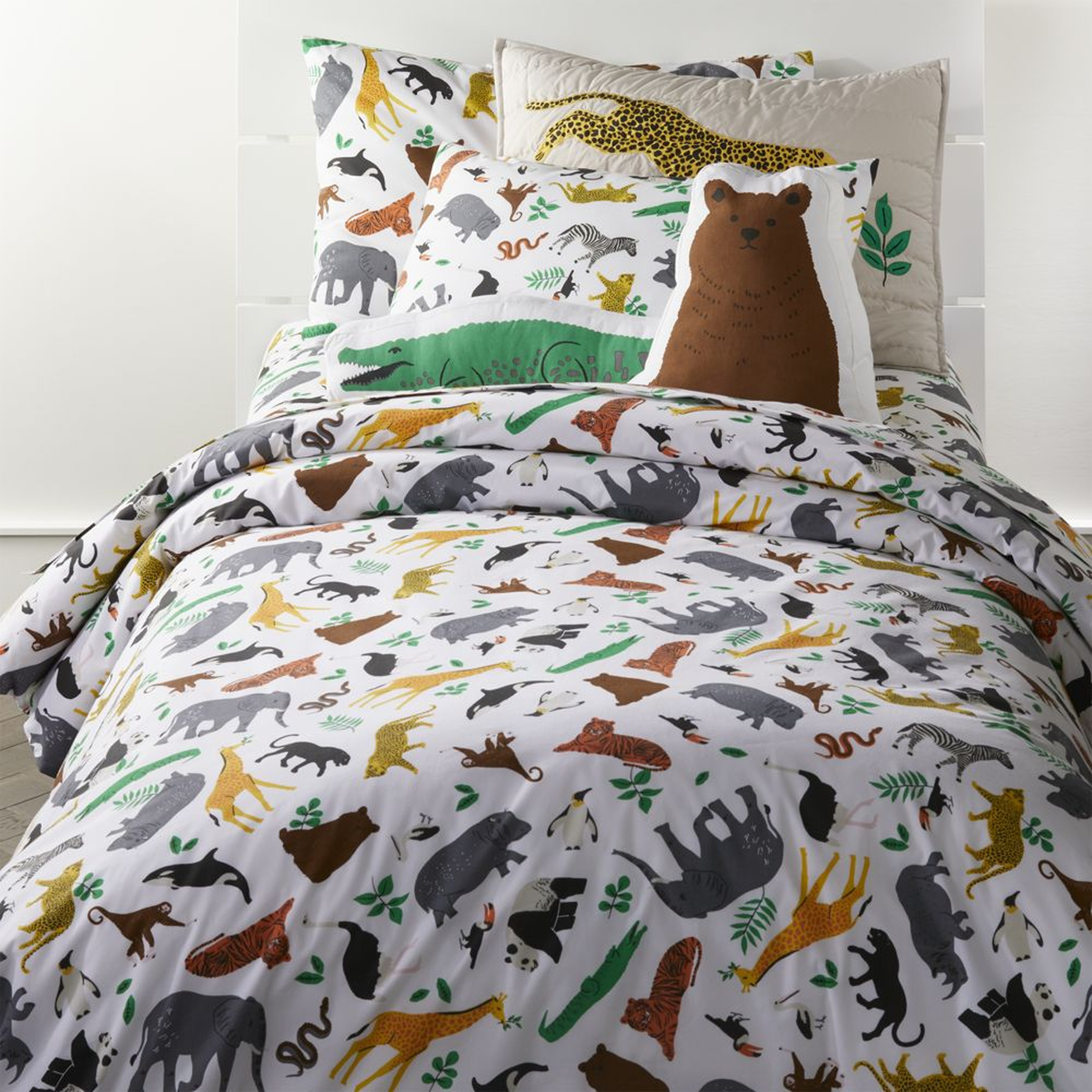 Organic Jungle Animal Twin Duvet Cover - Crate and Barrel