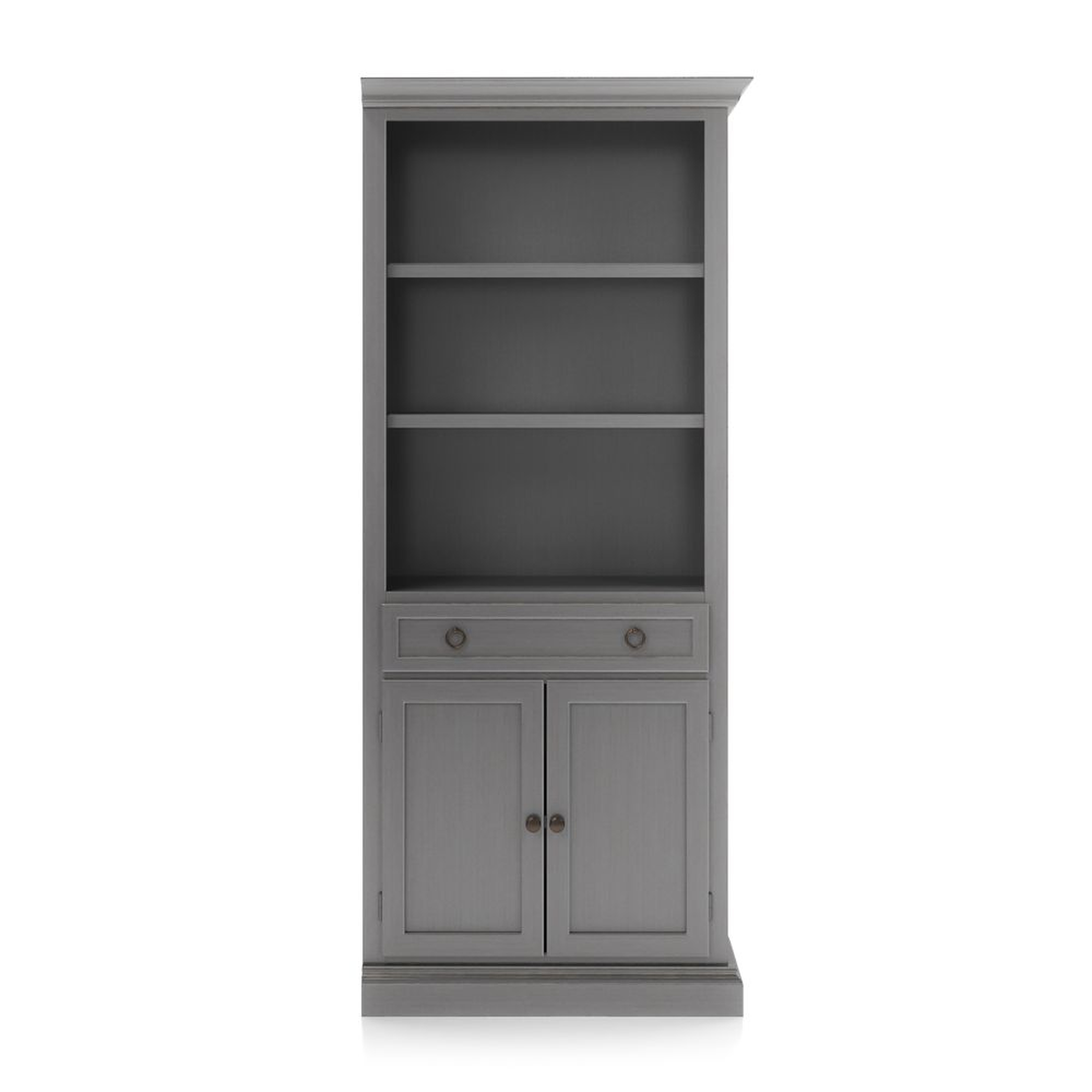 Cameo Grigio Storage Bookcase with Right Crown - Crate and Barrel