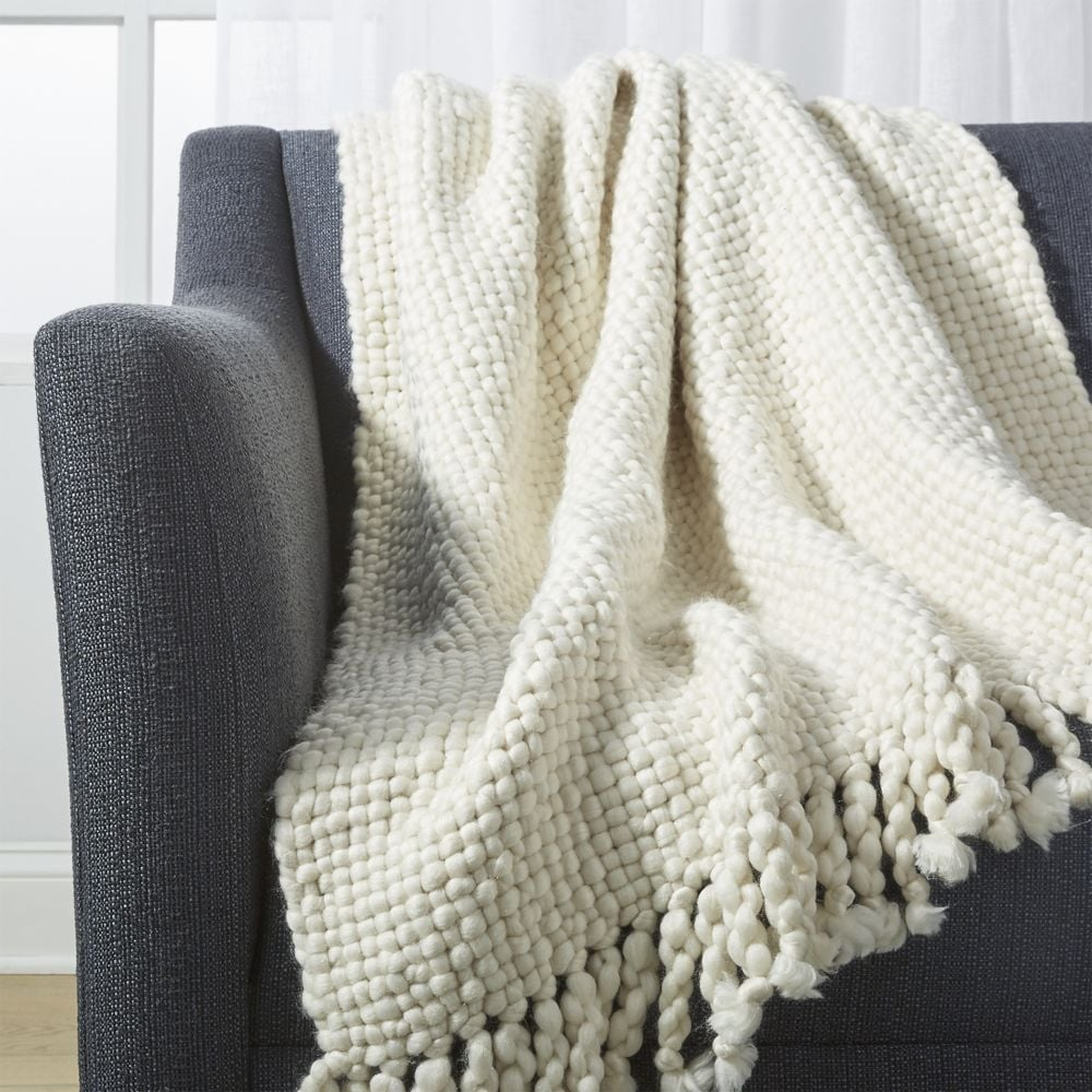 Cozy Weave Ivory Throw - Crate and Barrel