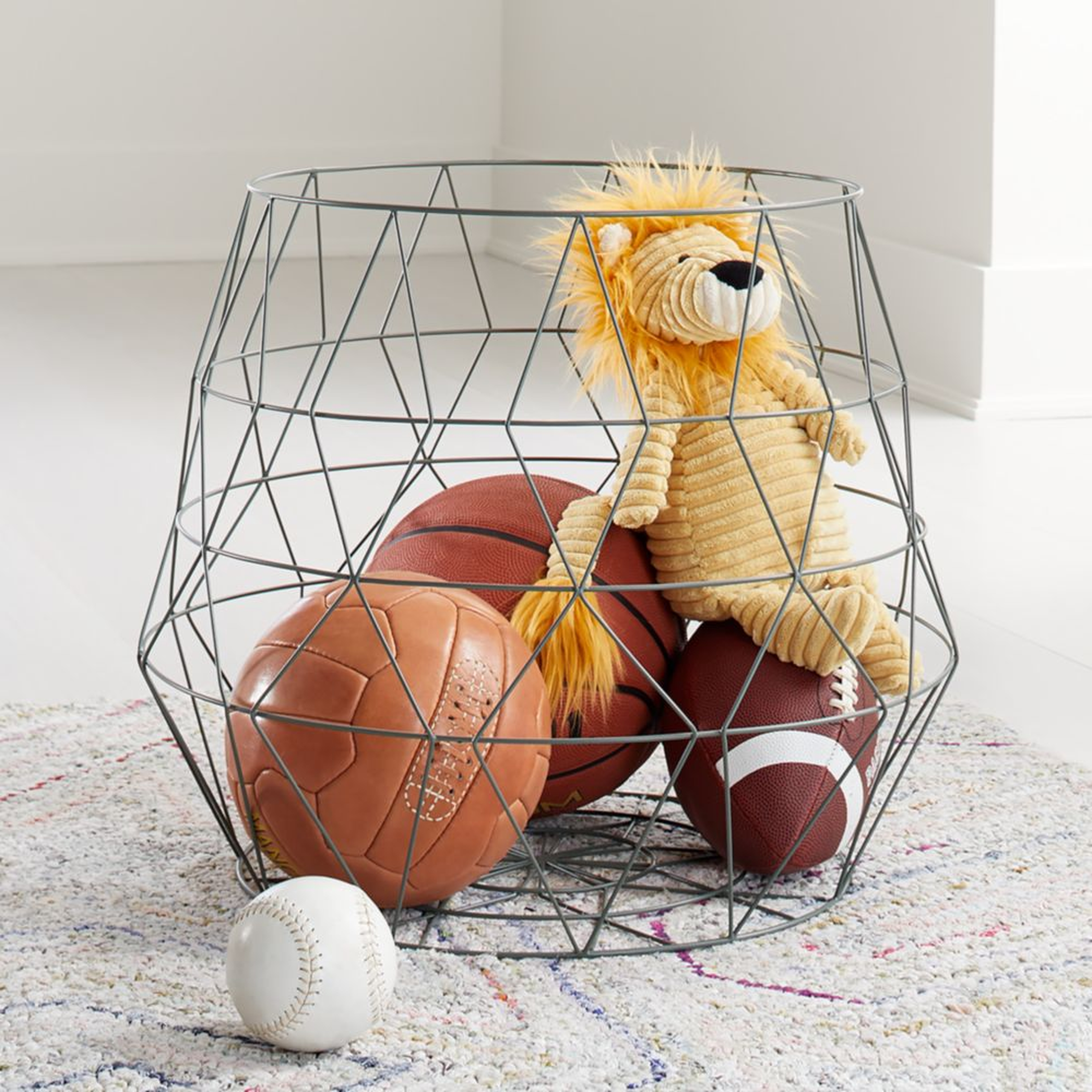 Geo Green Wire Floor Basket - Crate & Kids