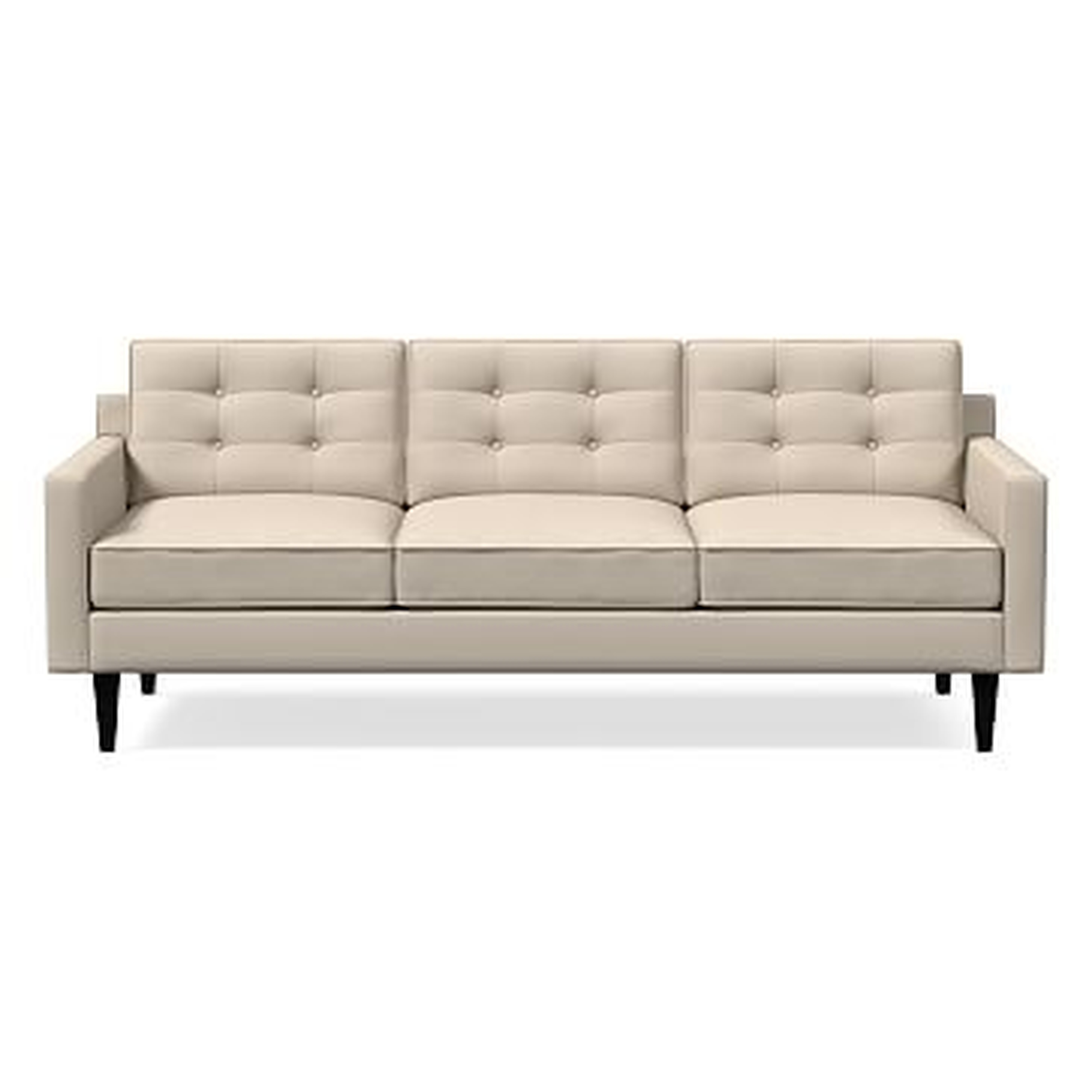 Drake Midcentury 86" Sofa, Poly, Performance Washed Canvas, Natural, Chocolate - West Elm