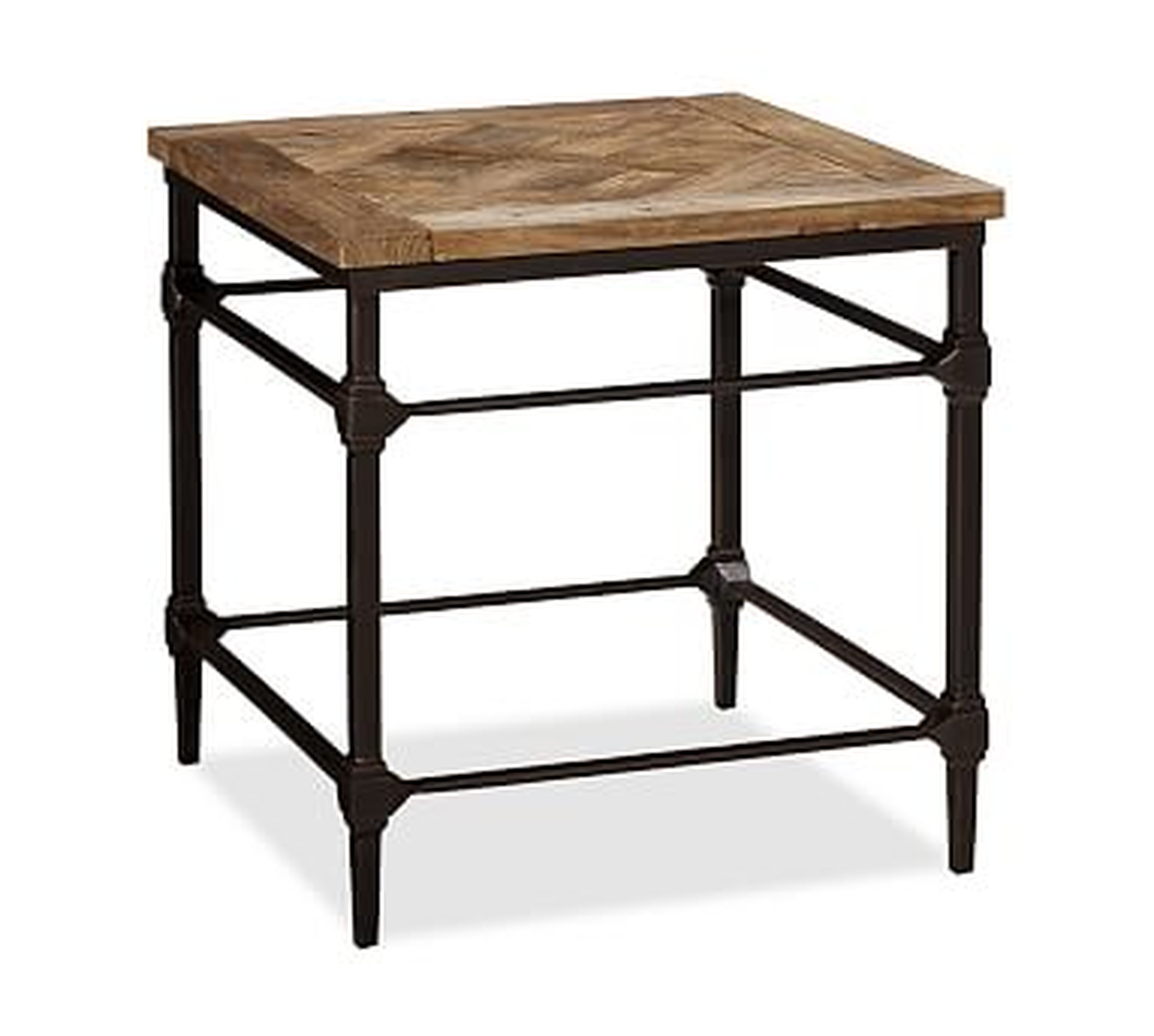 Parquet Reclaimed Wood & Metal End Table - Pottery Barn