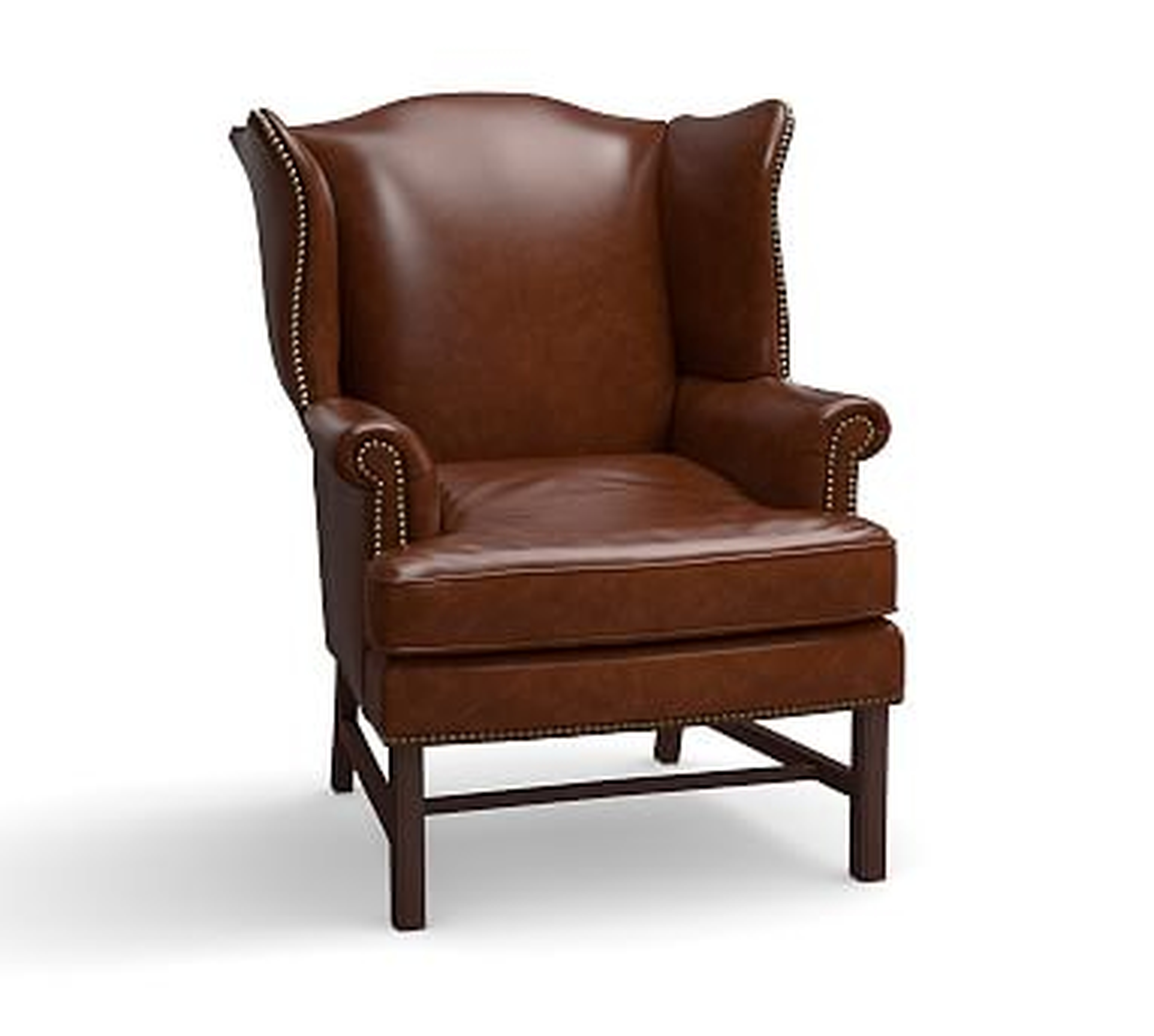 Thatcher Leather Armchair, Polyester Wrapped Cushions, Leather Statesville Molasses - Pottery Barn