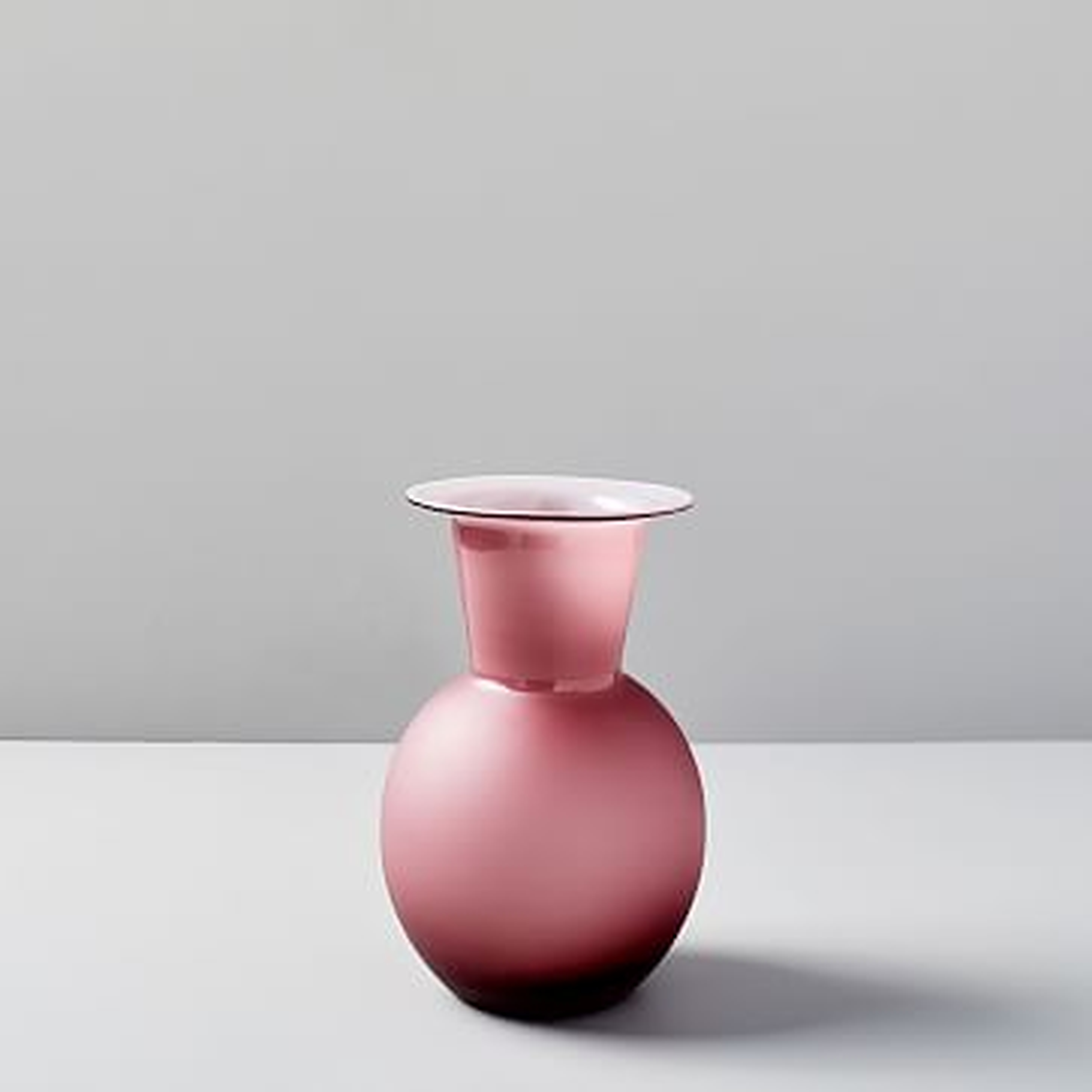 Modern Glass Vase, Round Bottom, Light Pink Grapefruit - West Elm