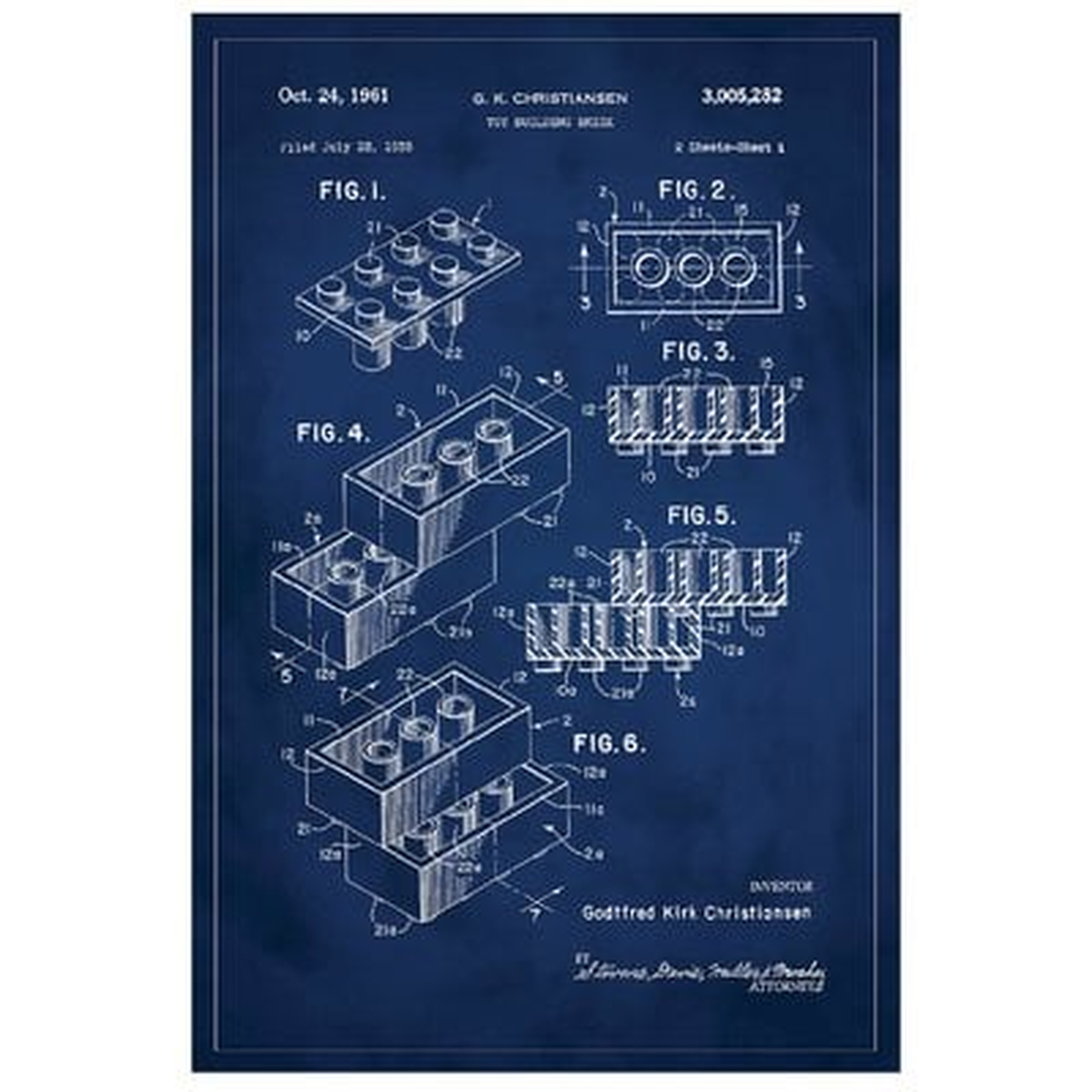 'Lego Patent' Graphic Art Print in Blue - Wayfair
