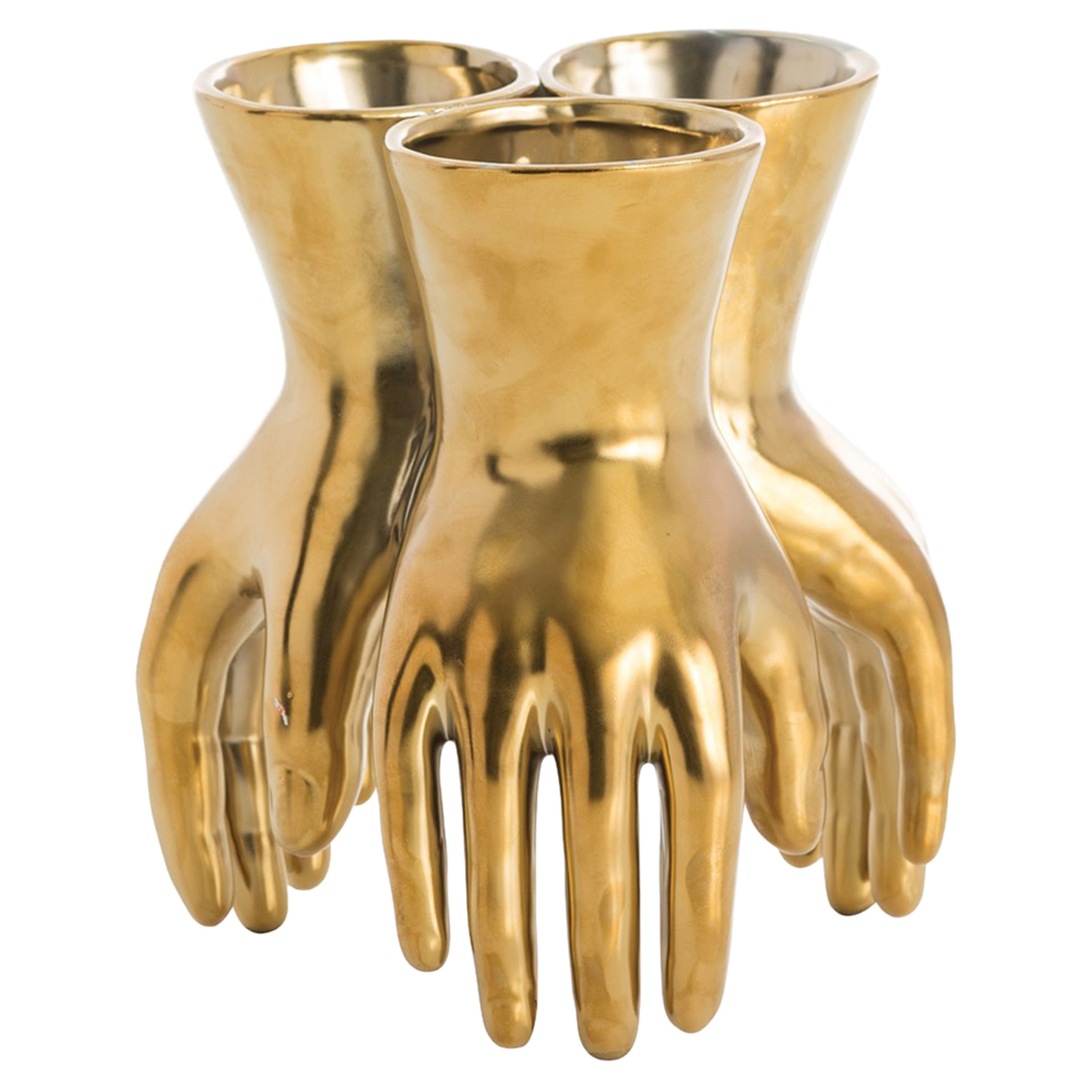 Zwart Regency Modern Golden Hands Vase - Kathy Kuo Home