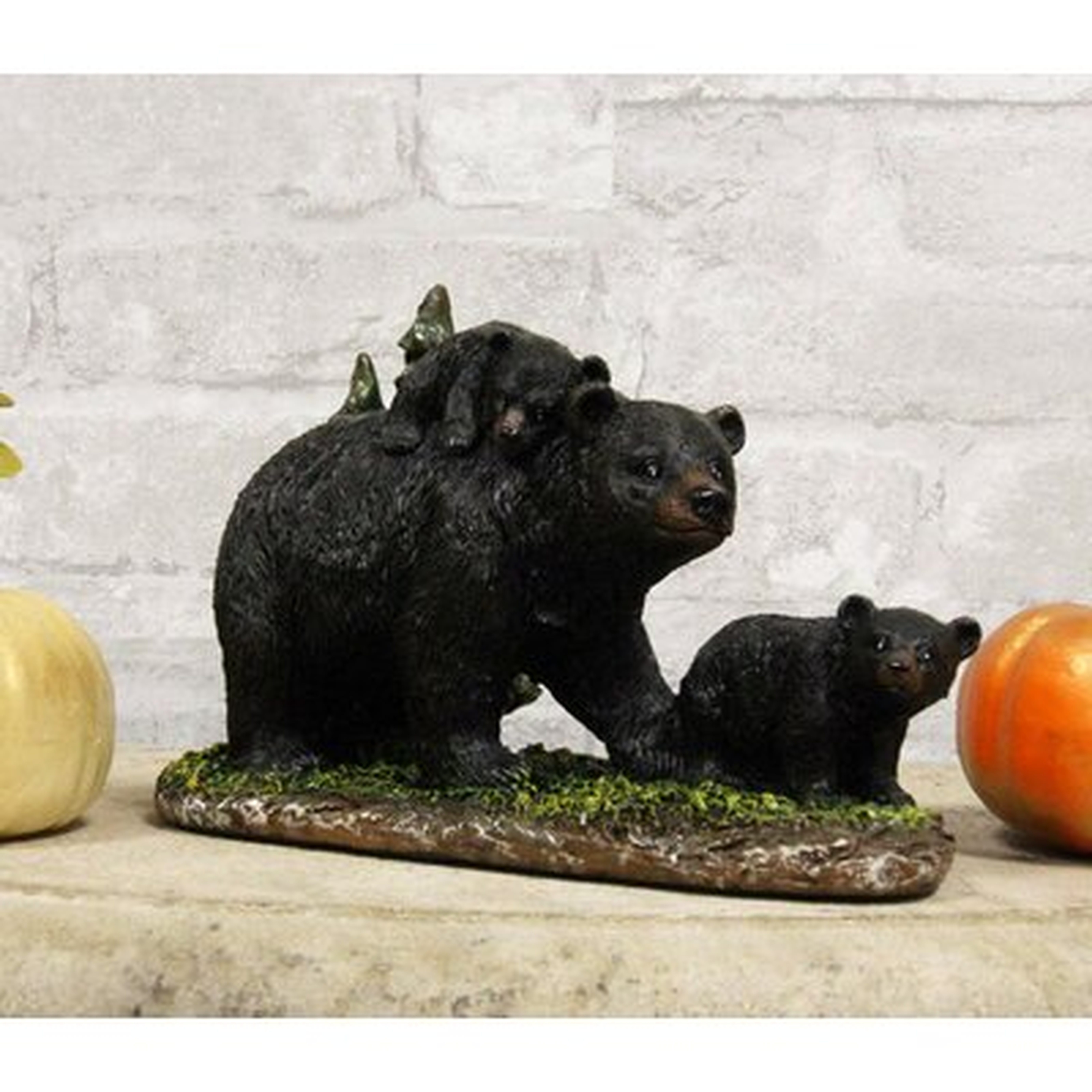 Ebros 7.75" Long Realistic Black Momma Bear Piggybacking Her Cub By A Pine Tree Statue Rustic Wildlife Forest Western Cabin Decor Bears Family Figurine - Wayfair
