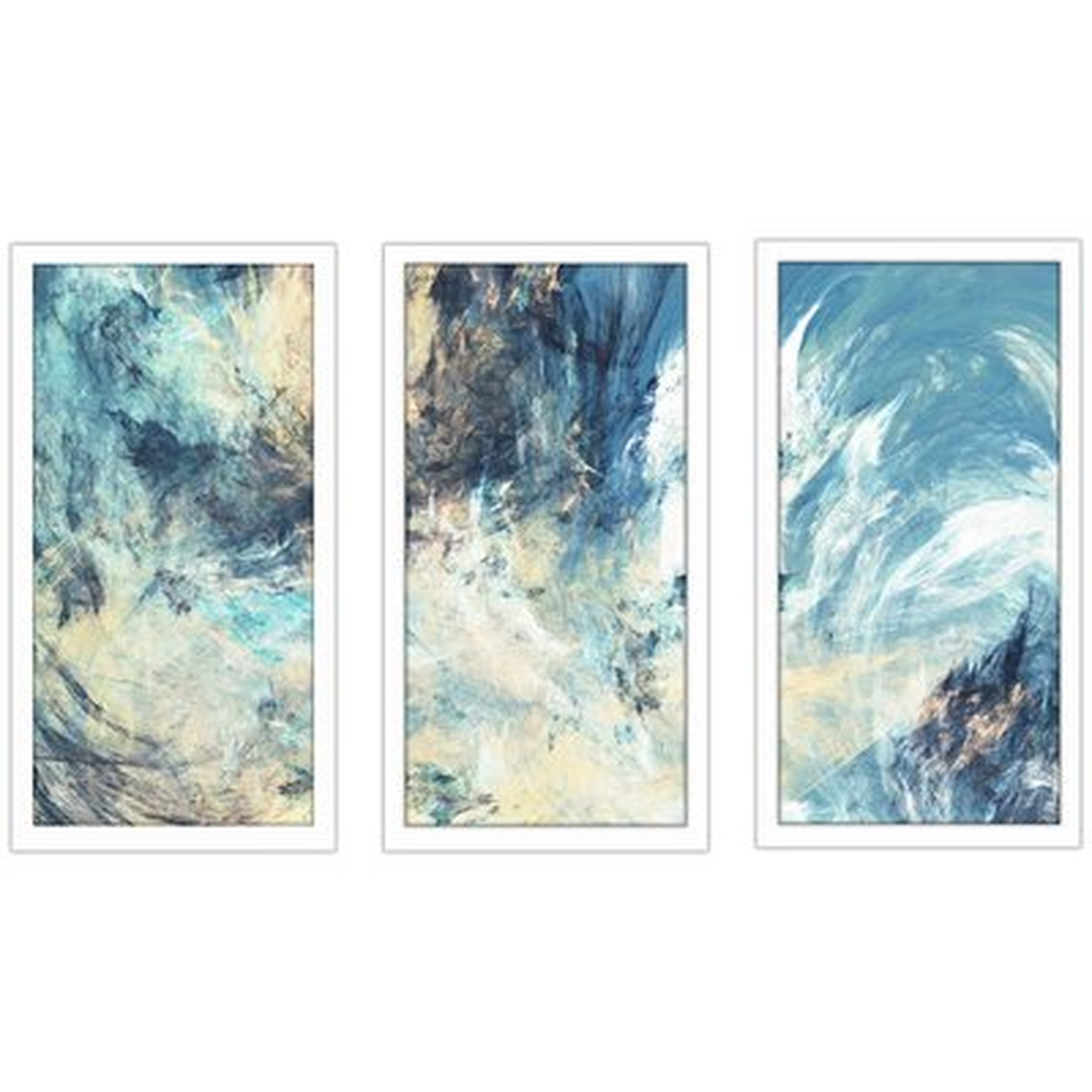 'Feeling Blue' 3 Piece Framed Painting Print Set - Wayfair