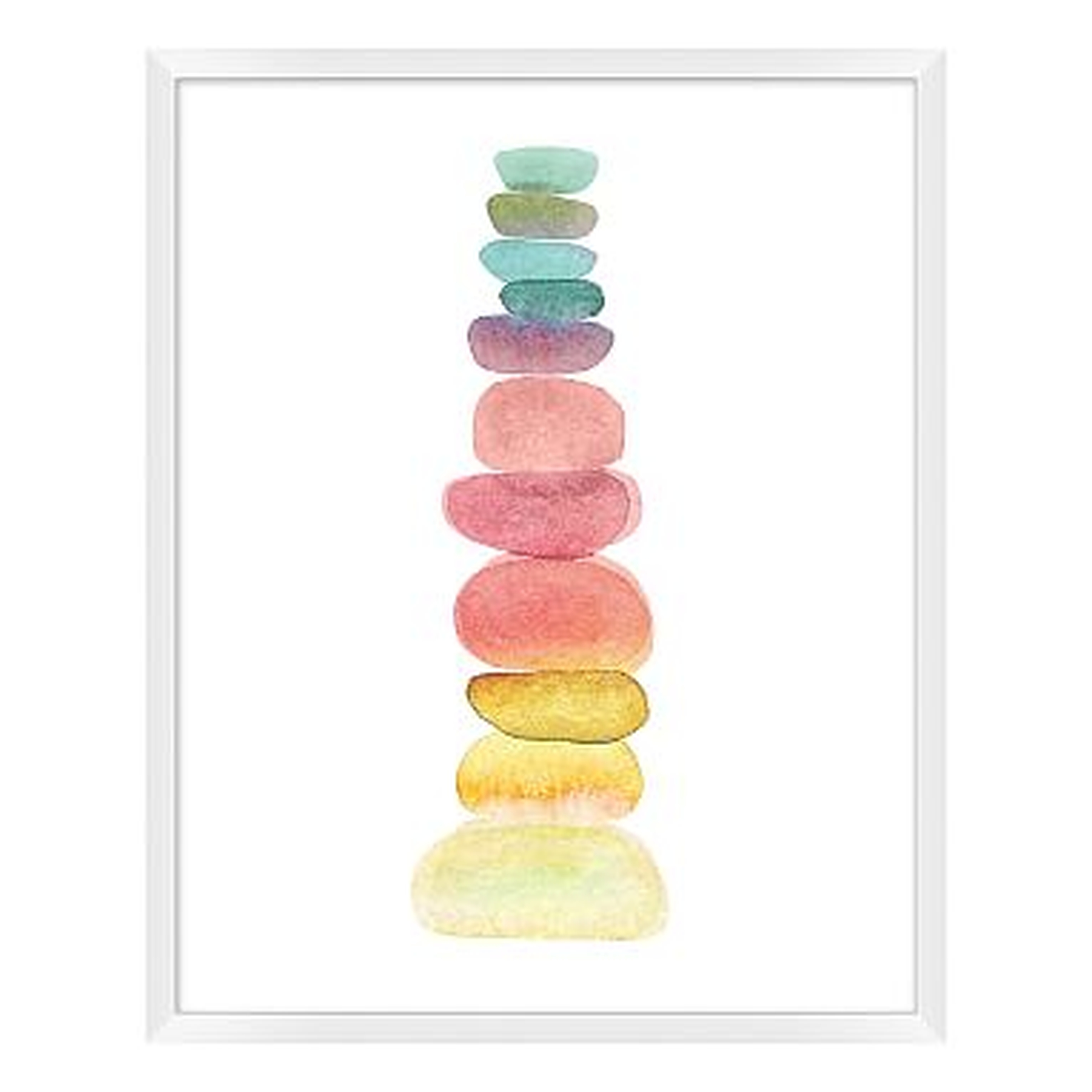 Rainbow Stacking Stones Framed Art, White Frame, 20"x25" - Pottery Barn Teen