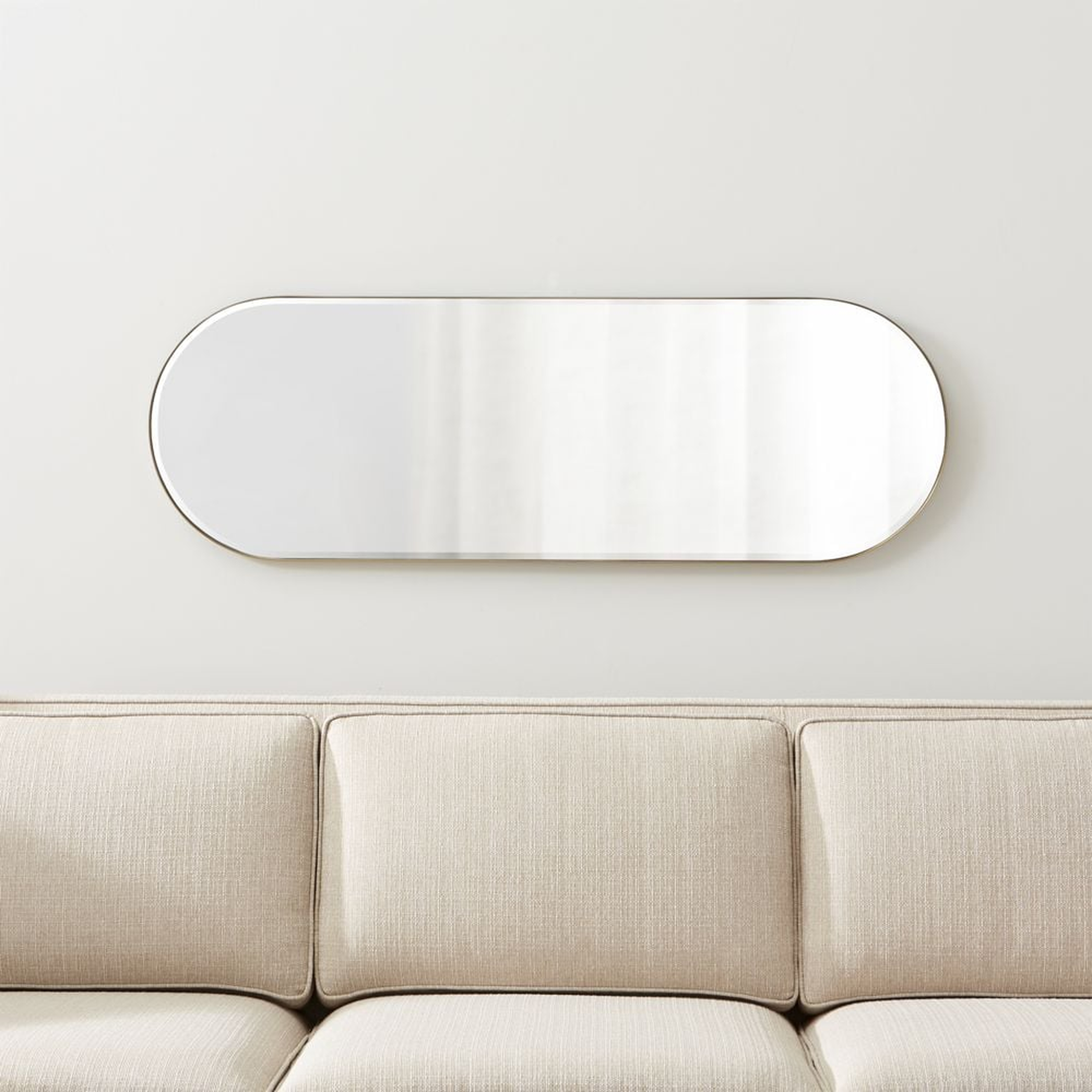 Edge Small Brass Capsule Wall Mirror 16"x48" - Crate and Barrel