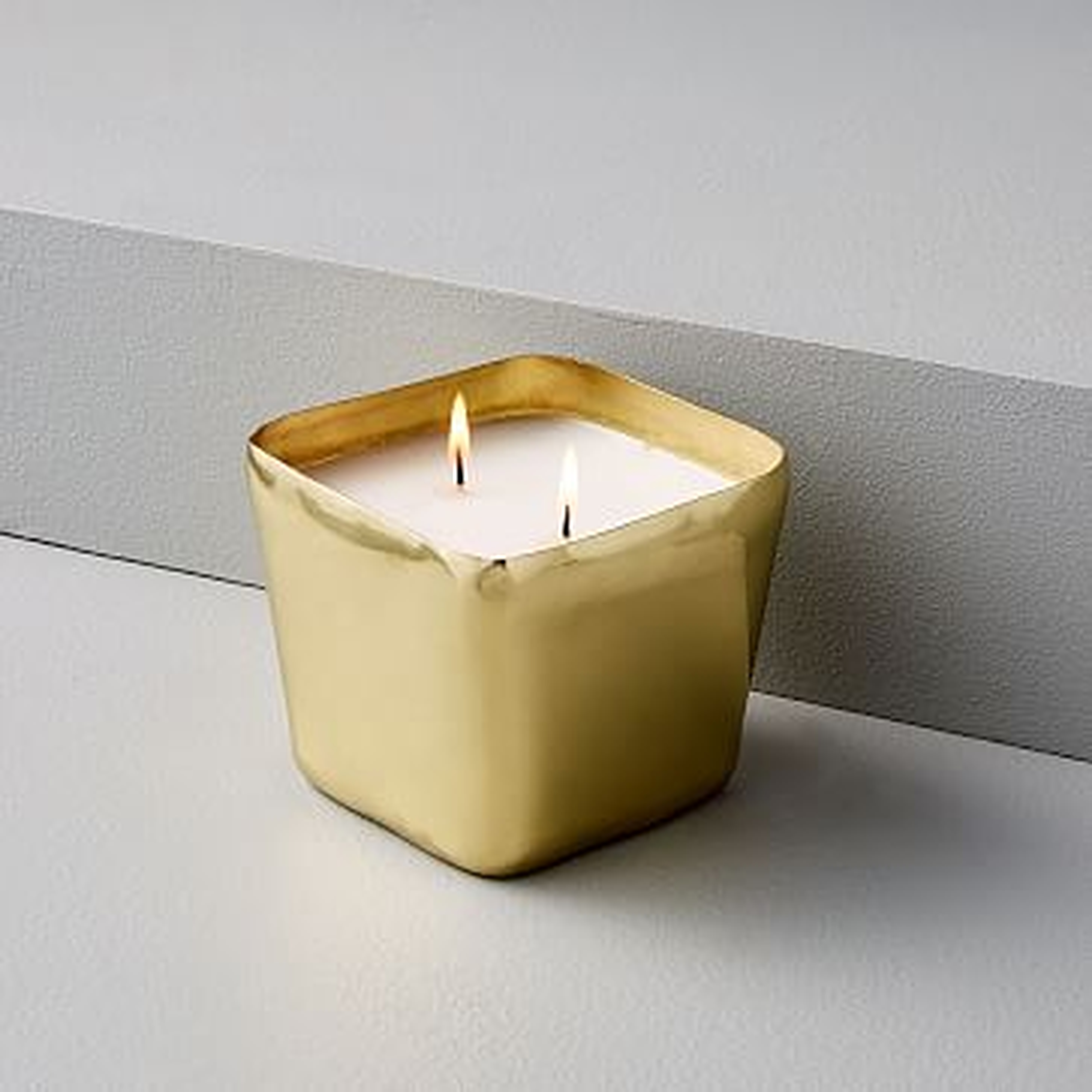 Organic Shaped Metal Candle, Square - West Elm