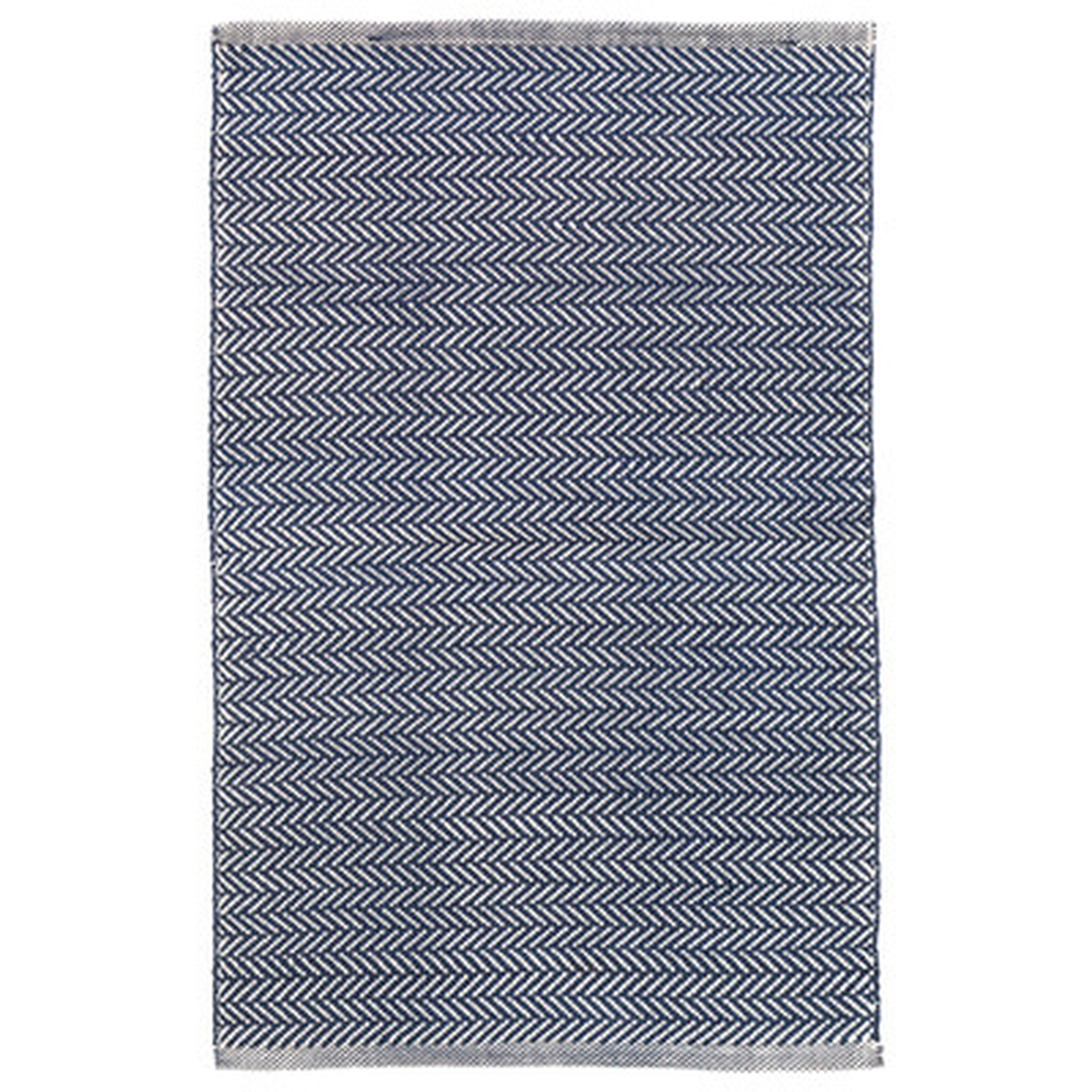 Herringbone Handmade Flatweave Blue/White Indoor / Outdoor Area Rug - Wayfair