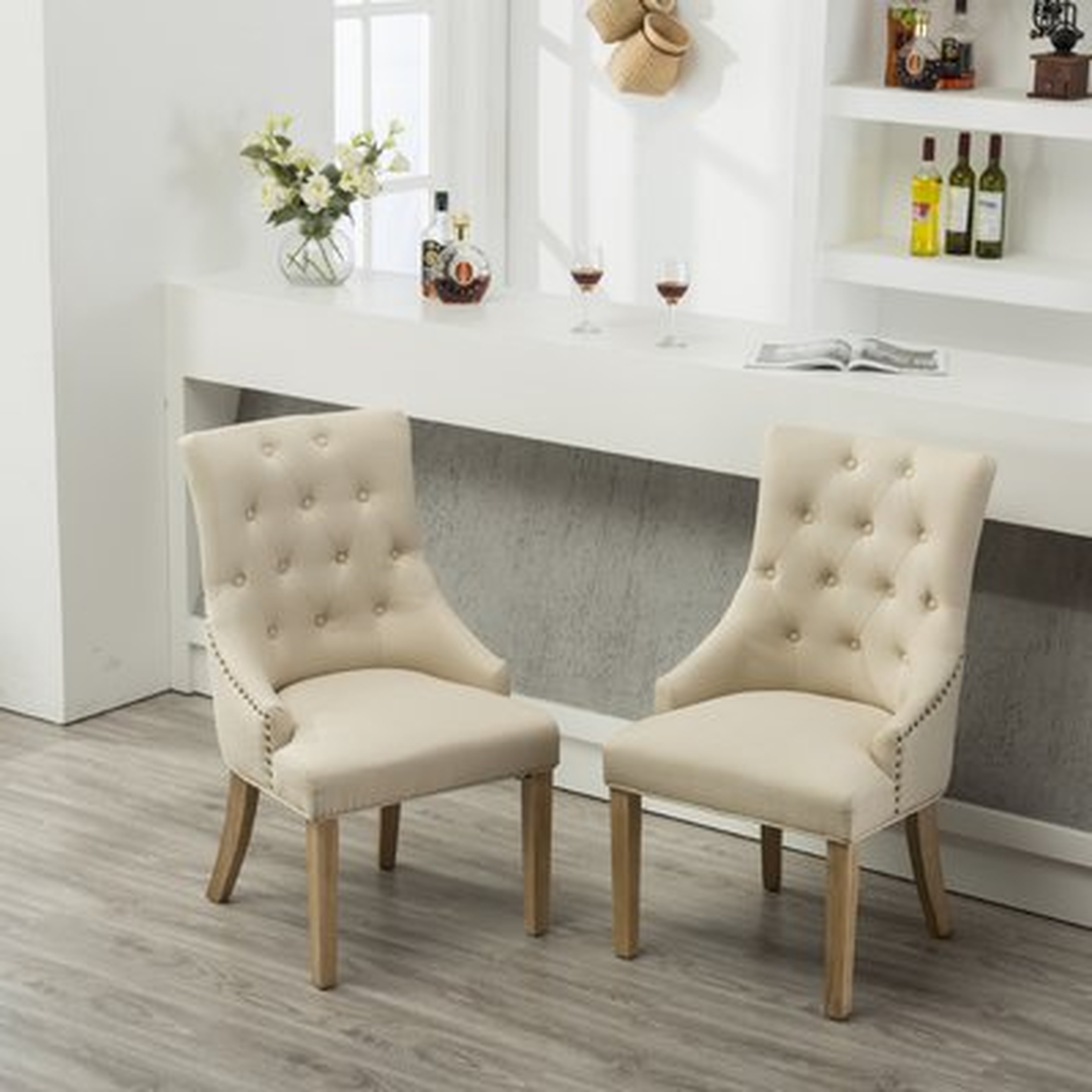 Miles City Button Tufted Wingback Hostess Upholstered Dining Chair (Set of 2) - Wayfair