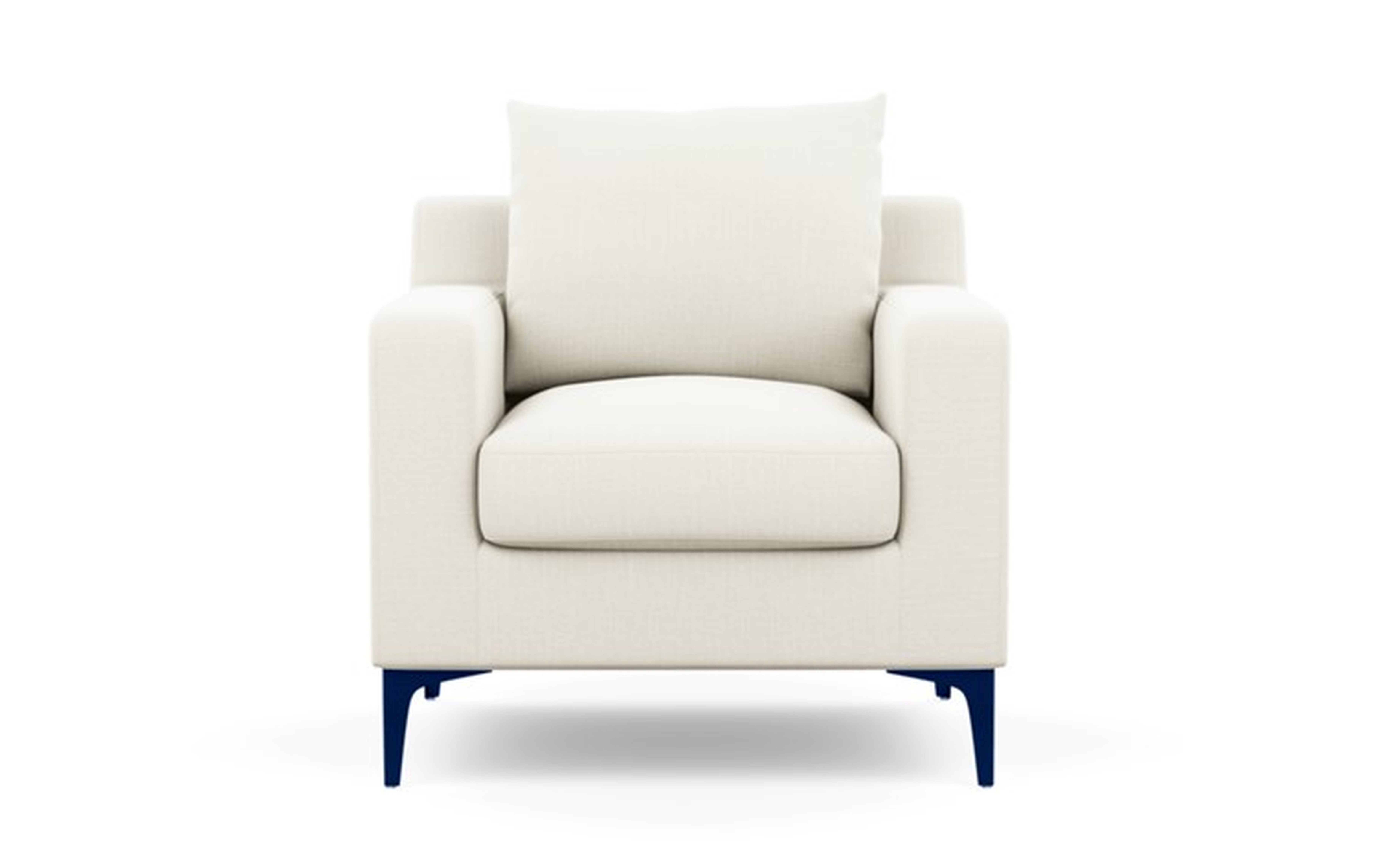 Sloan Petite Chair with Ivory Fabric and Matte Indigo legs - Interior Define
