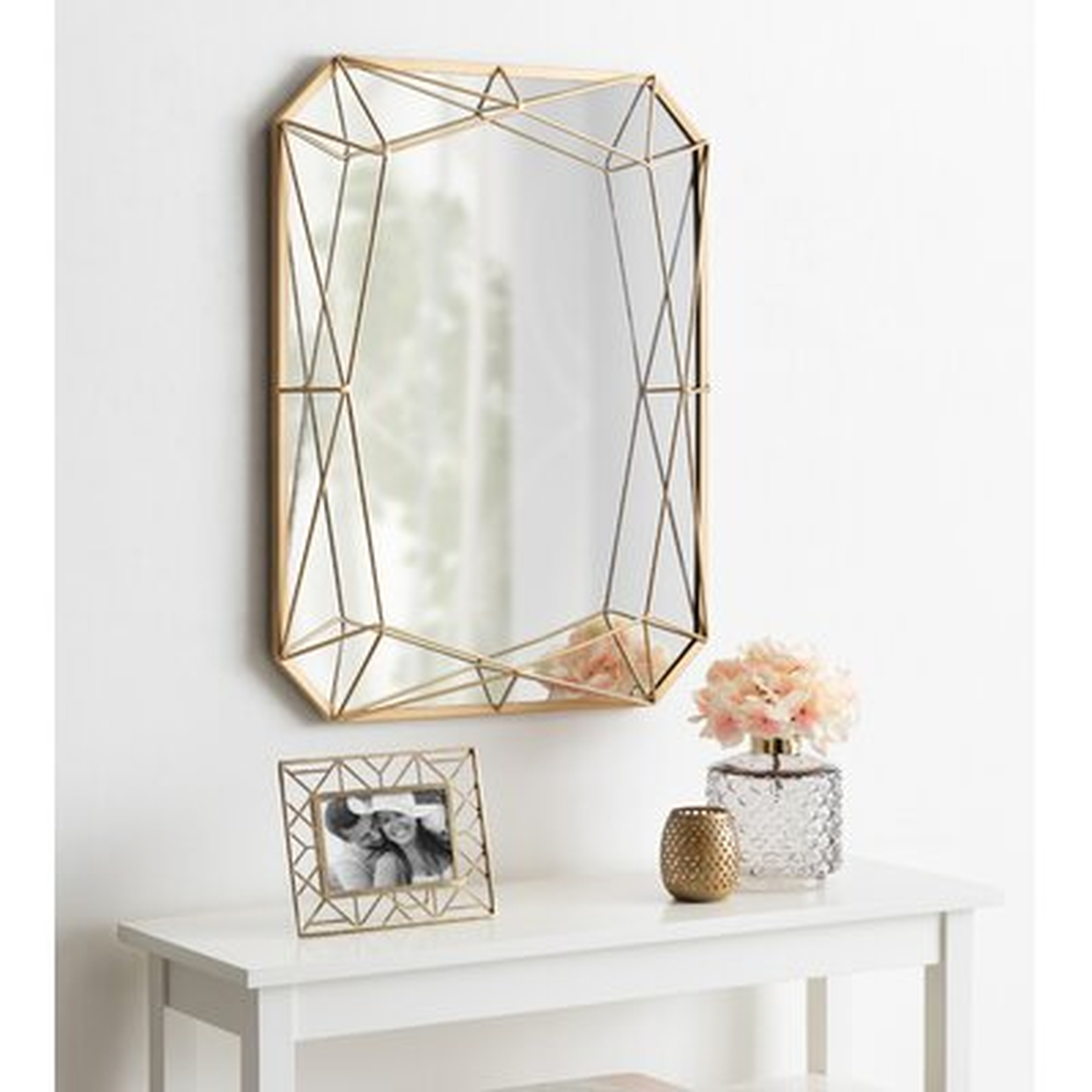 Winfred Modern Glam Geometric Shaped Metal Accent Wall Mirror, Gold - Wayfair