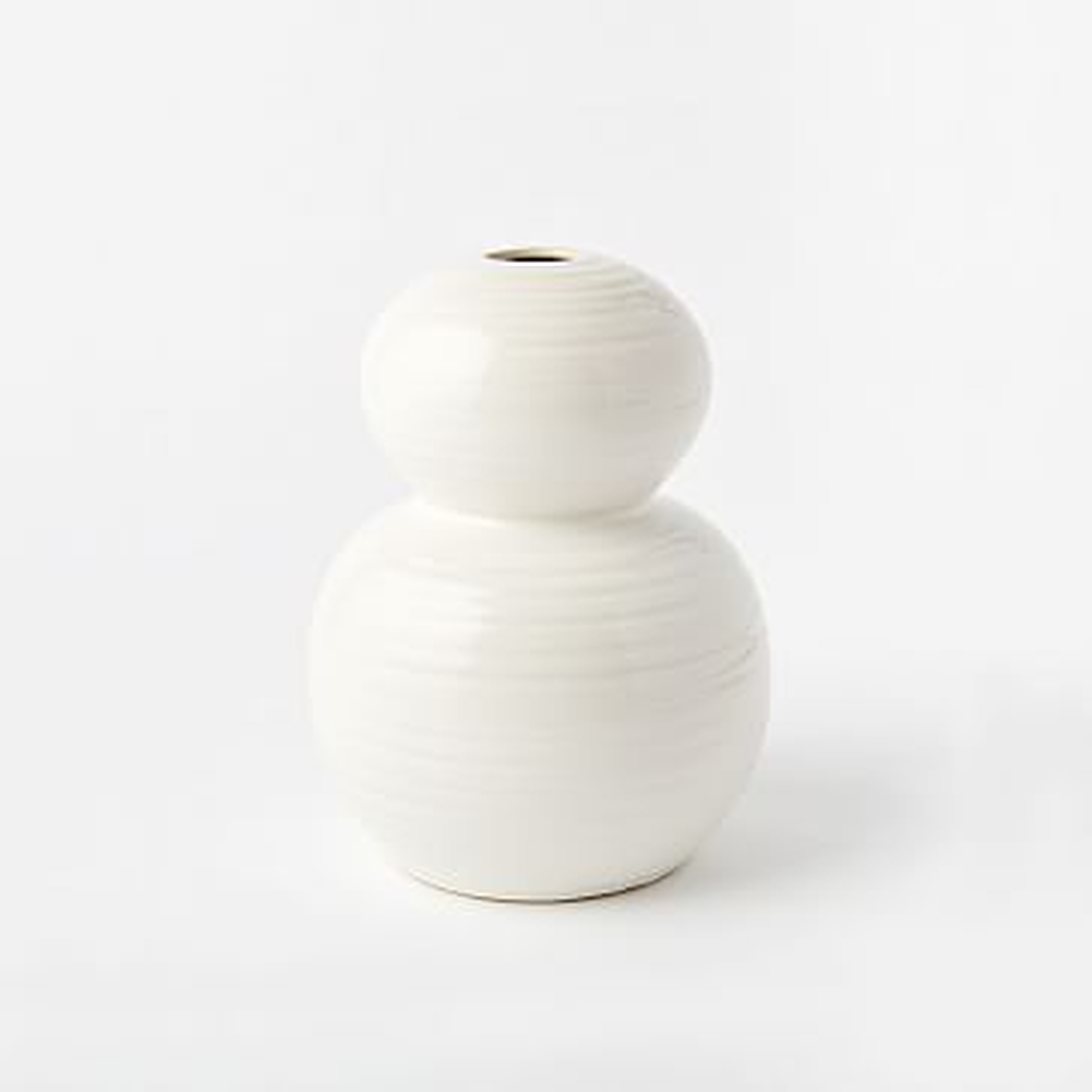 Ceramic Ribbed Vase, 10.50", White - West Elm