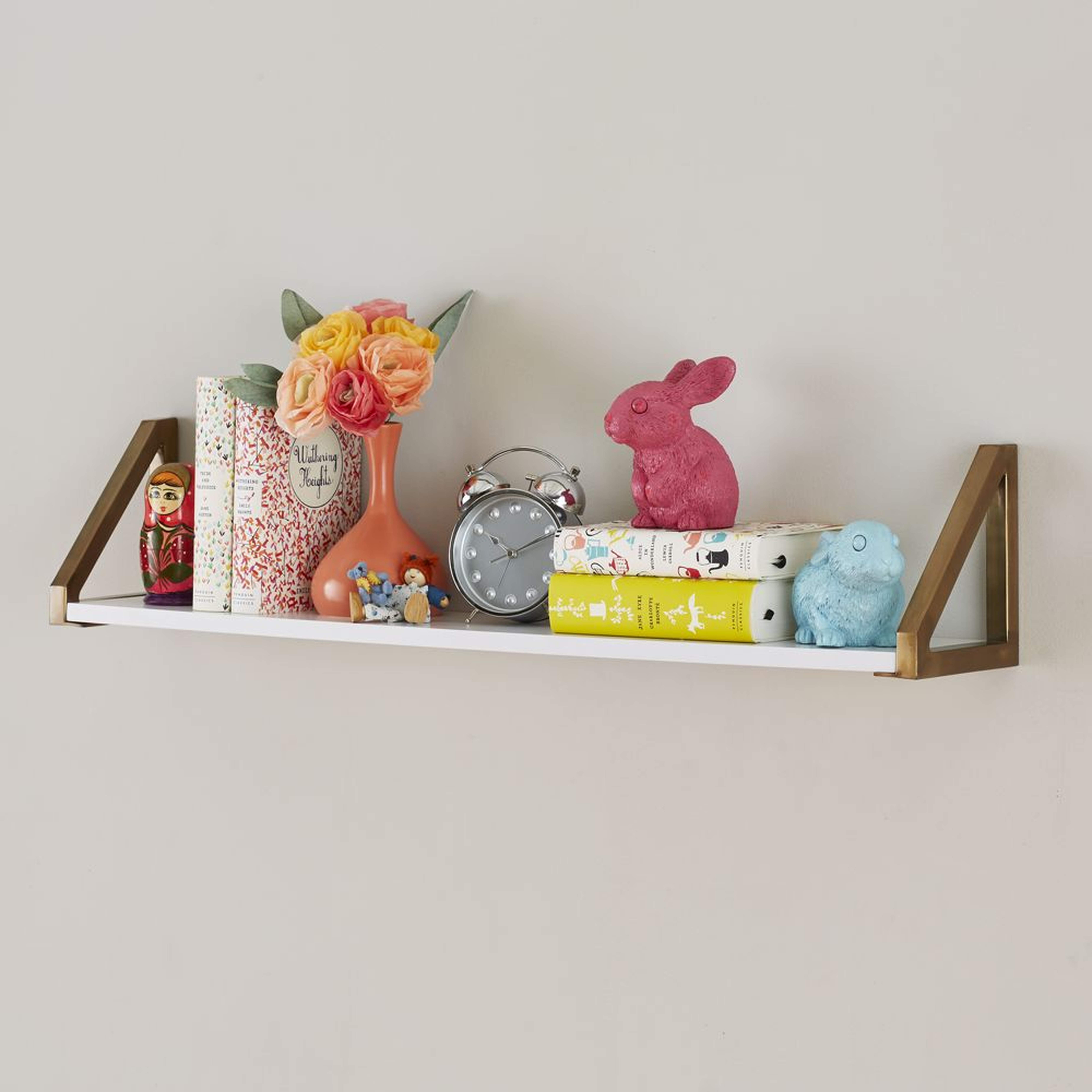 White and Gold Wall Shelf - Crate and Barrel
