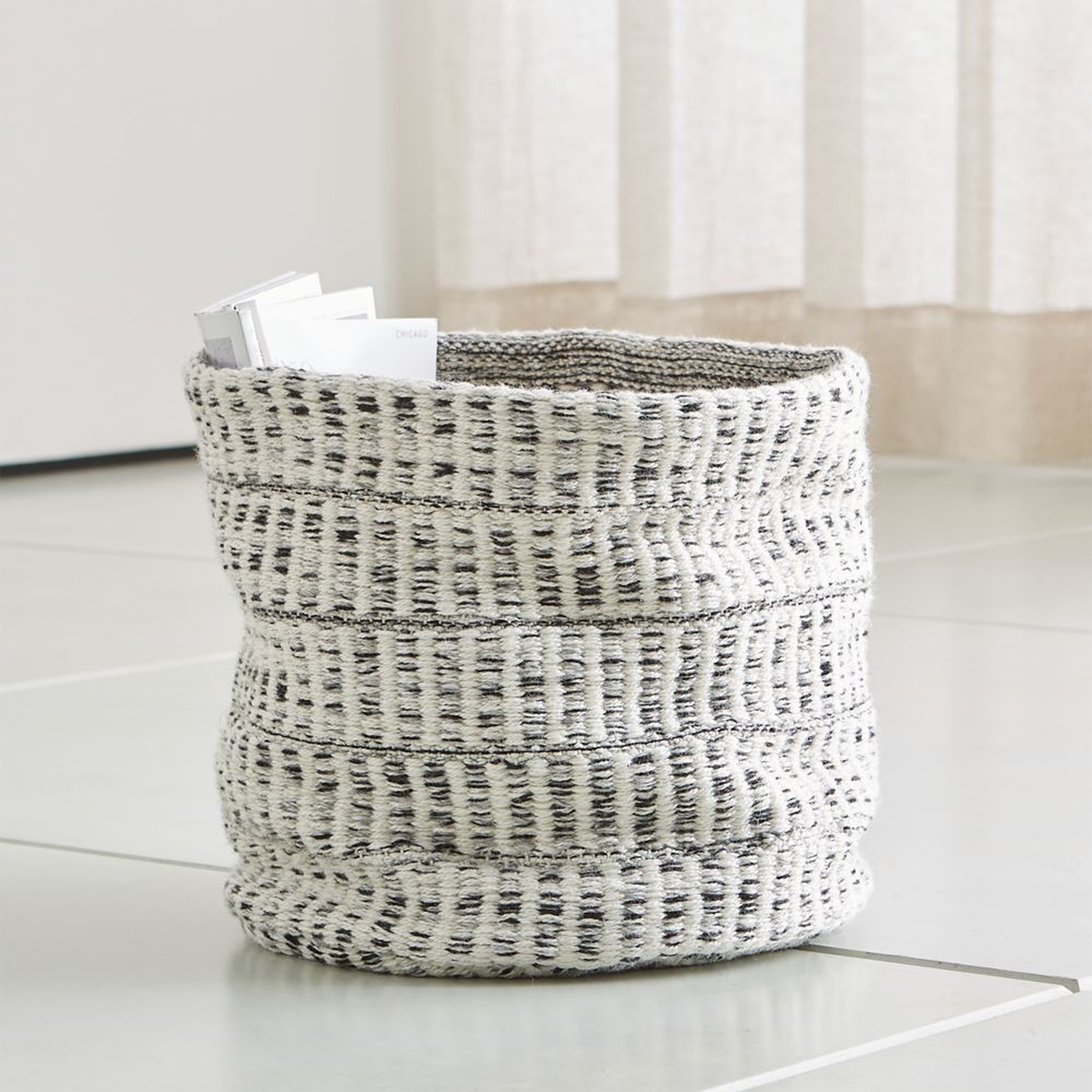 Mohave Medium Heather Embroidered Basket - Crate and Barrel