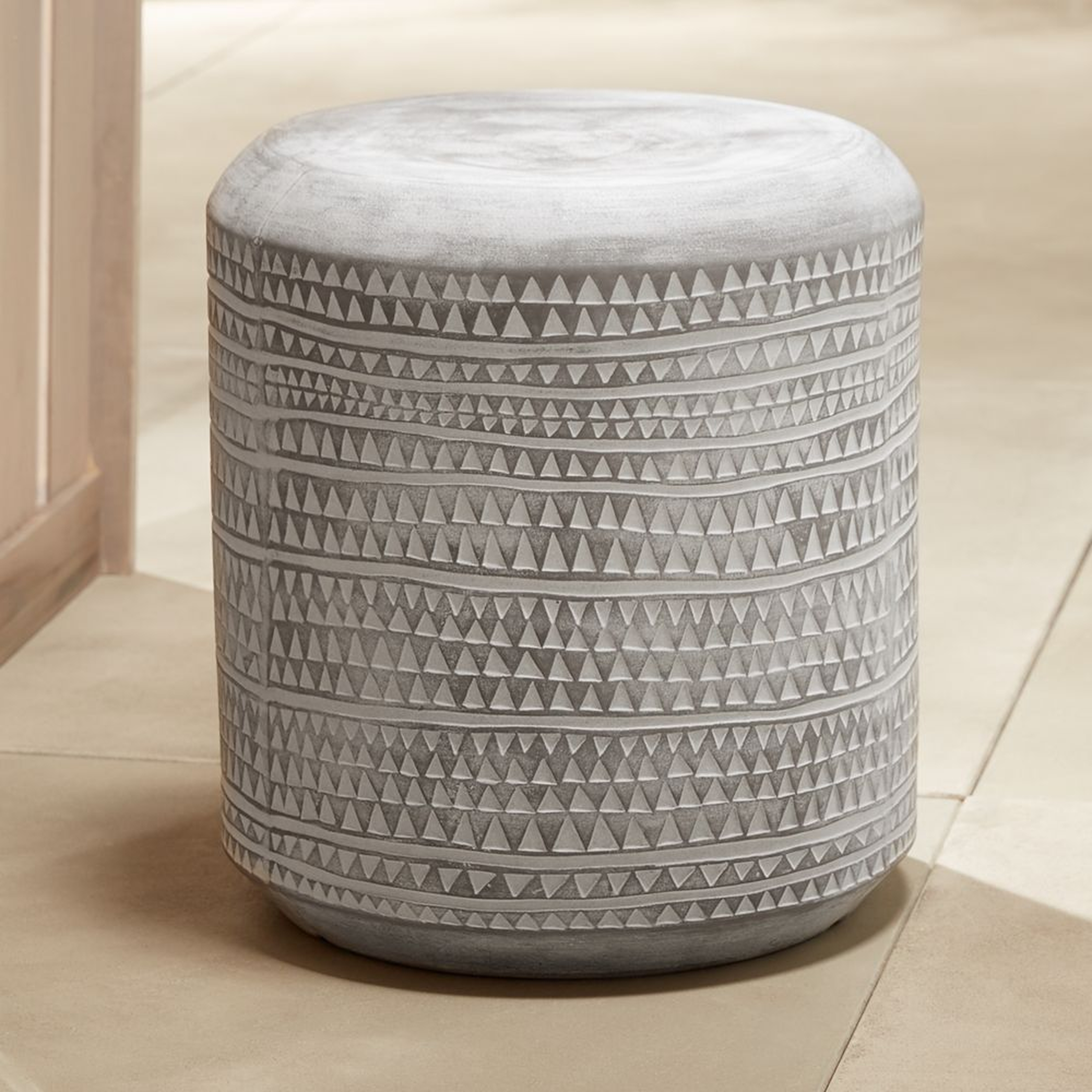 Grey Embossed Stool-Side Table - CB2