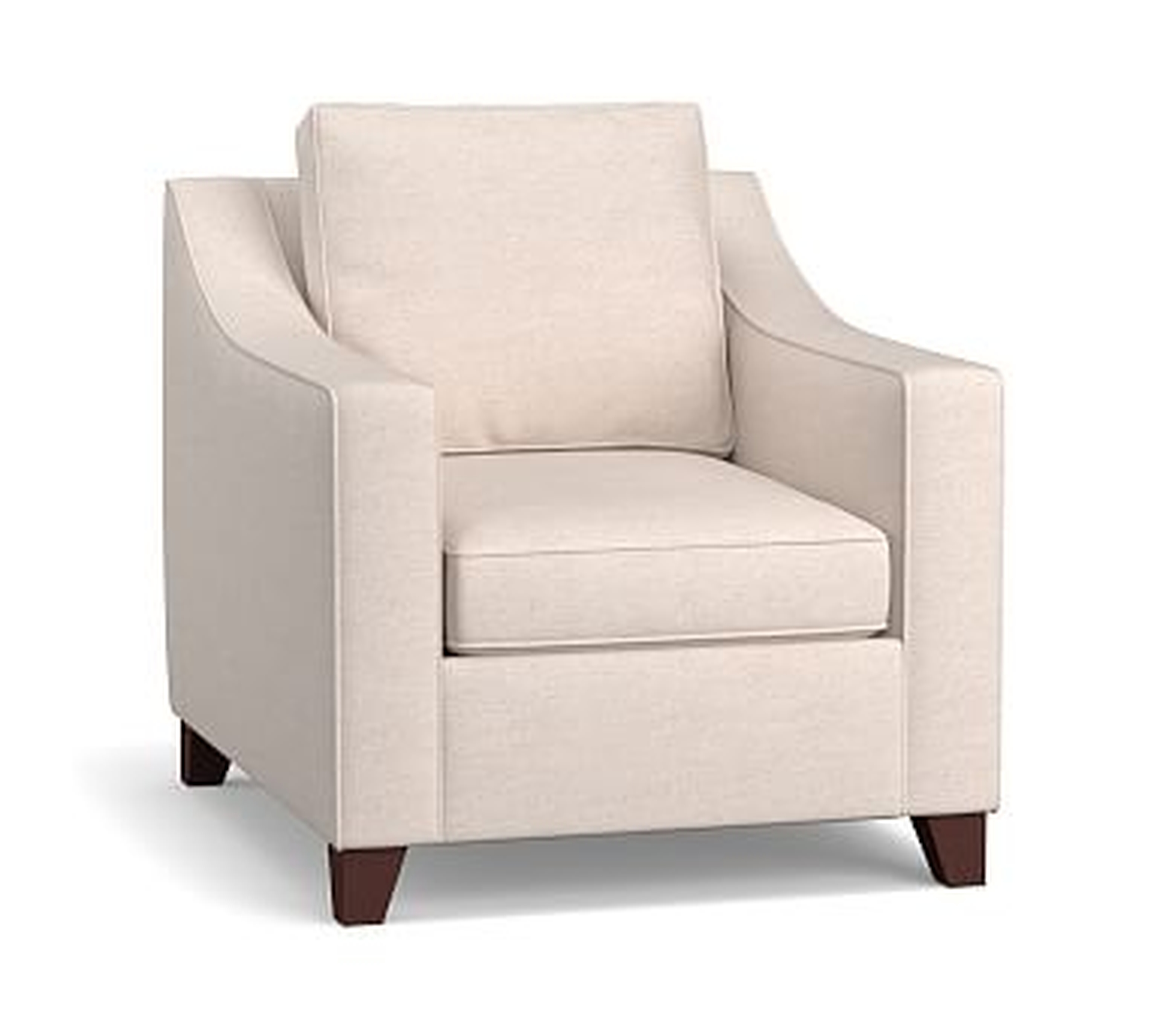 Cameron Slope Arm Upholstered Deep Seat Armchair, Polyester Wrapped Cushions, Sunbrella(R) Performance Chenille Salt - Pottery Barn