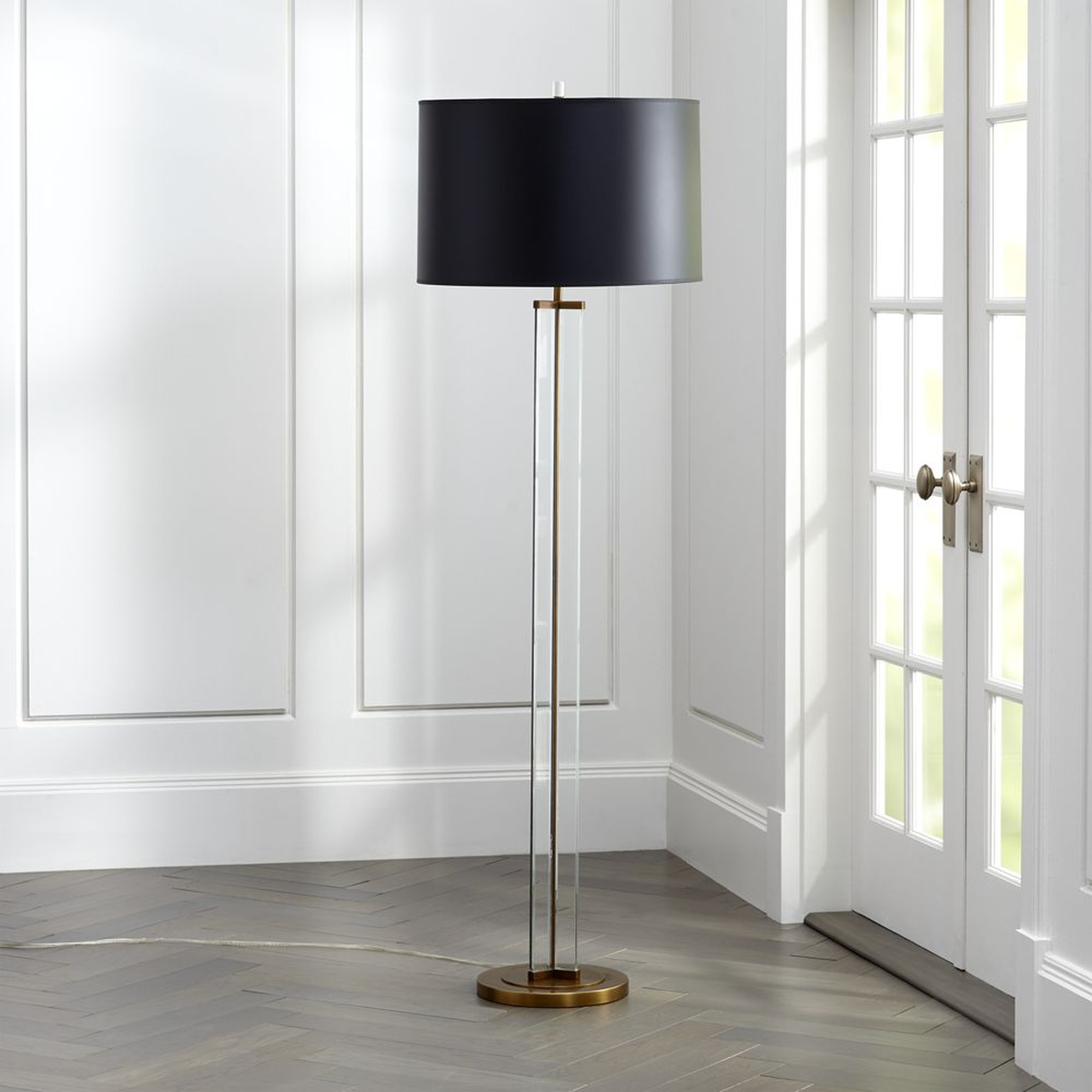 Gleam Crystal/Brass Black Shade Floor Lamp - Crate and Barrel