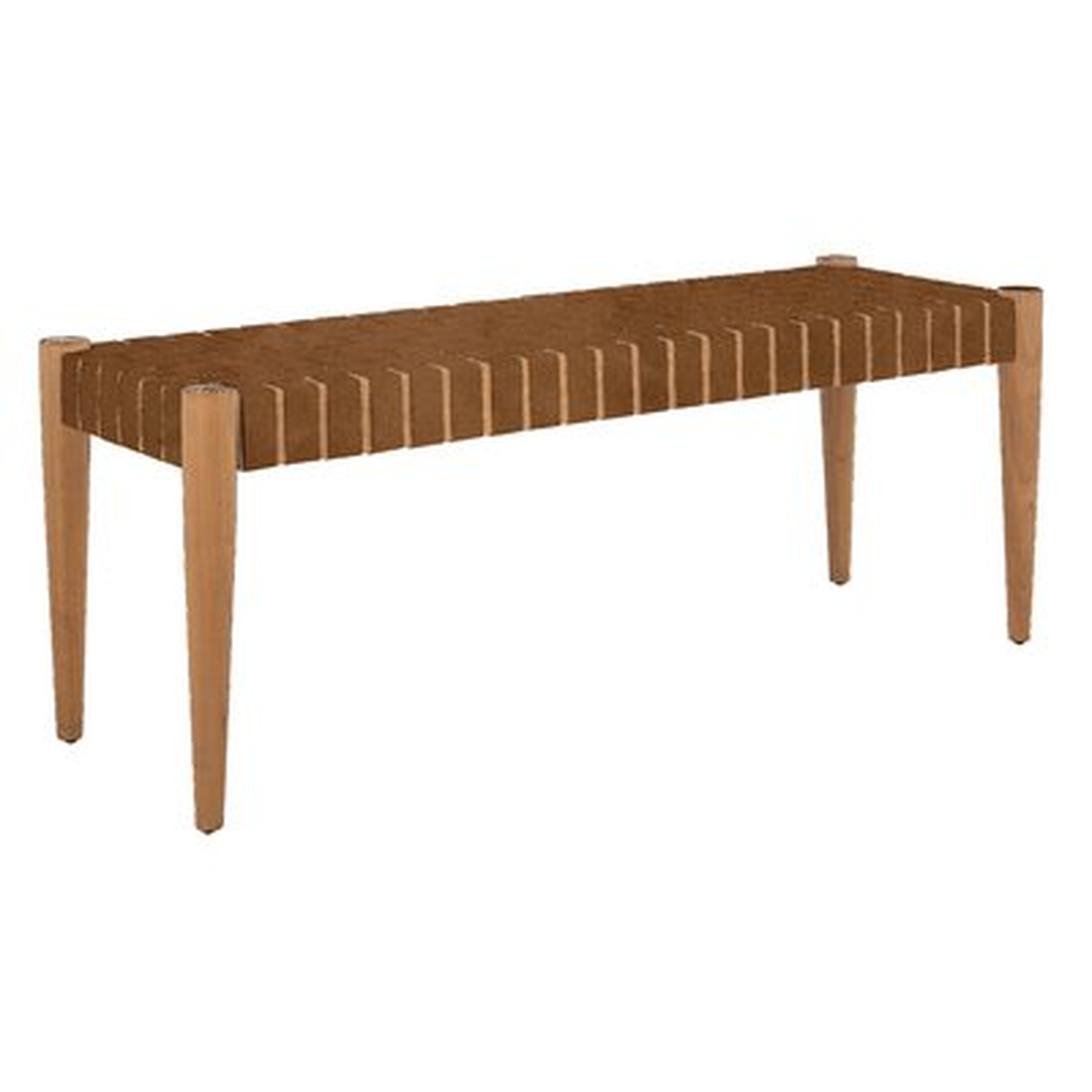 Albanese Genuine Leather Solid Wood Bench - AllModern