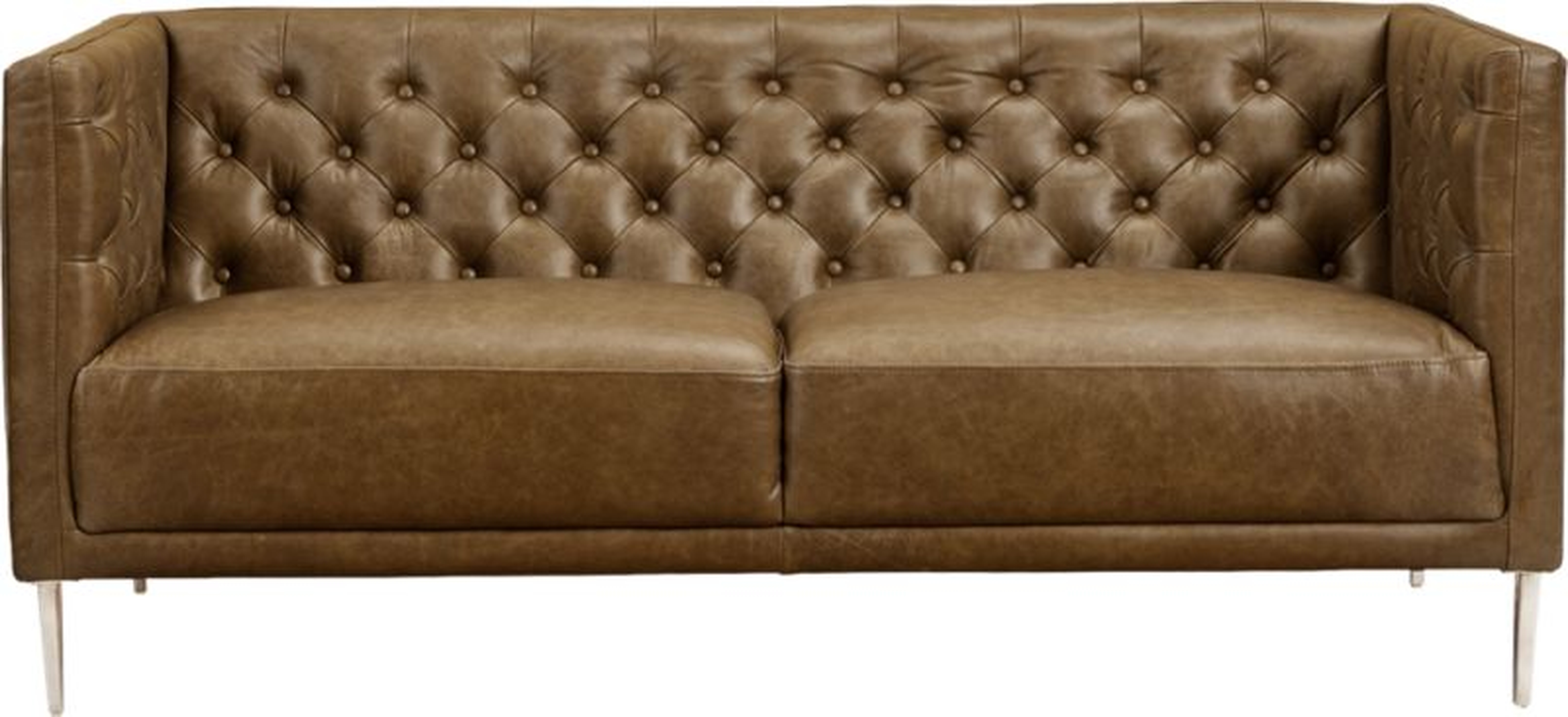 Savile Saddle Leather Tufted Apartment Sofa // Estimated in early August - CB2