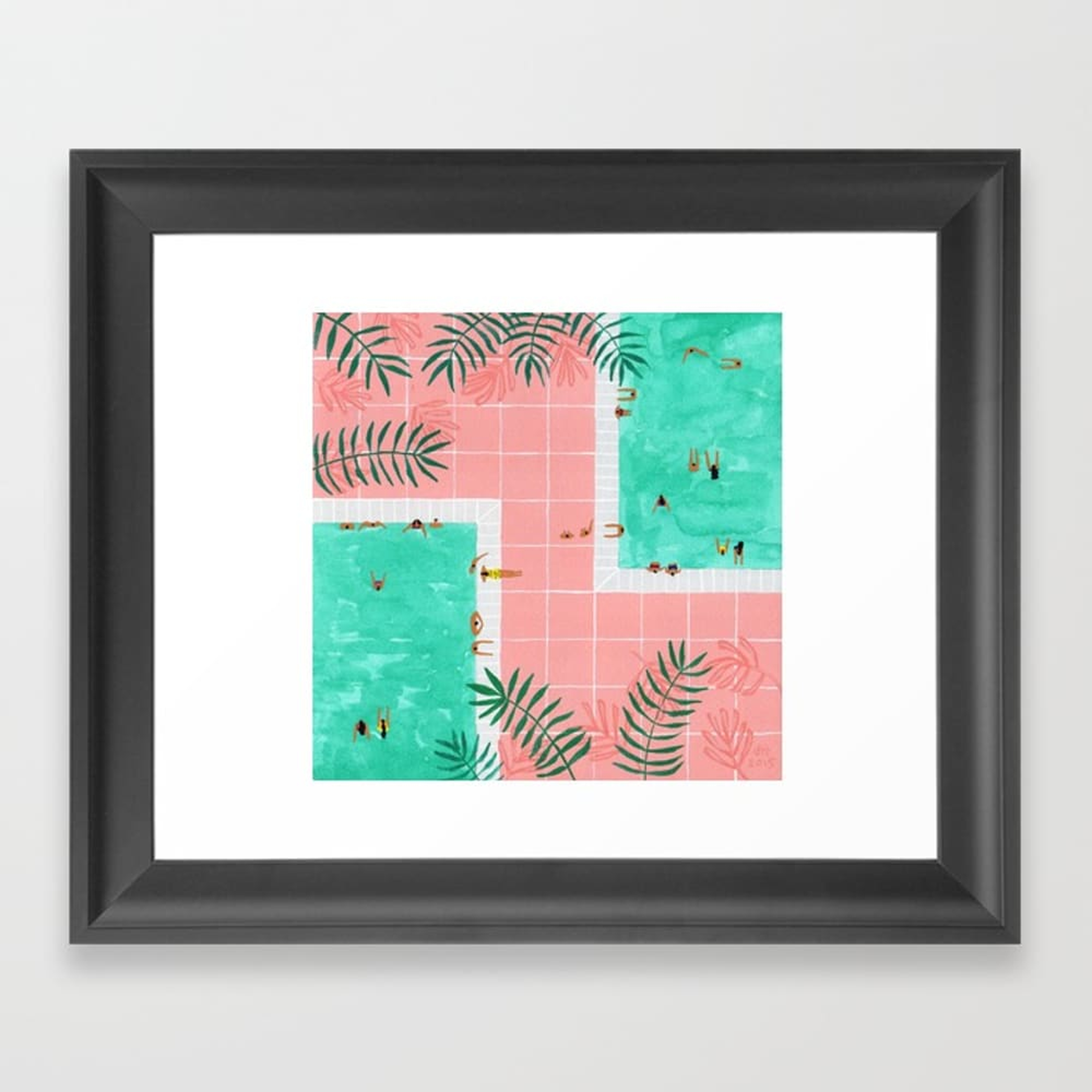 Poolside Framed Art Print - Scoop Black Mini 10" x 12" by Helobirdie - Society6
