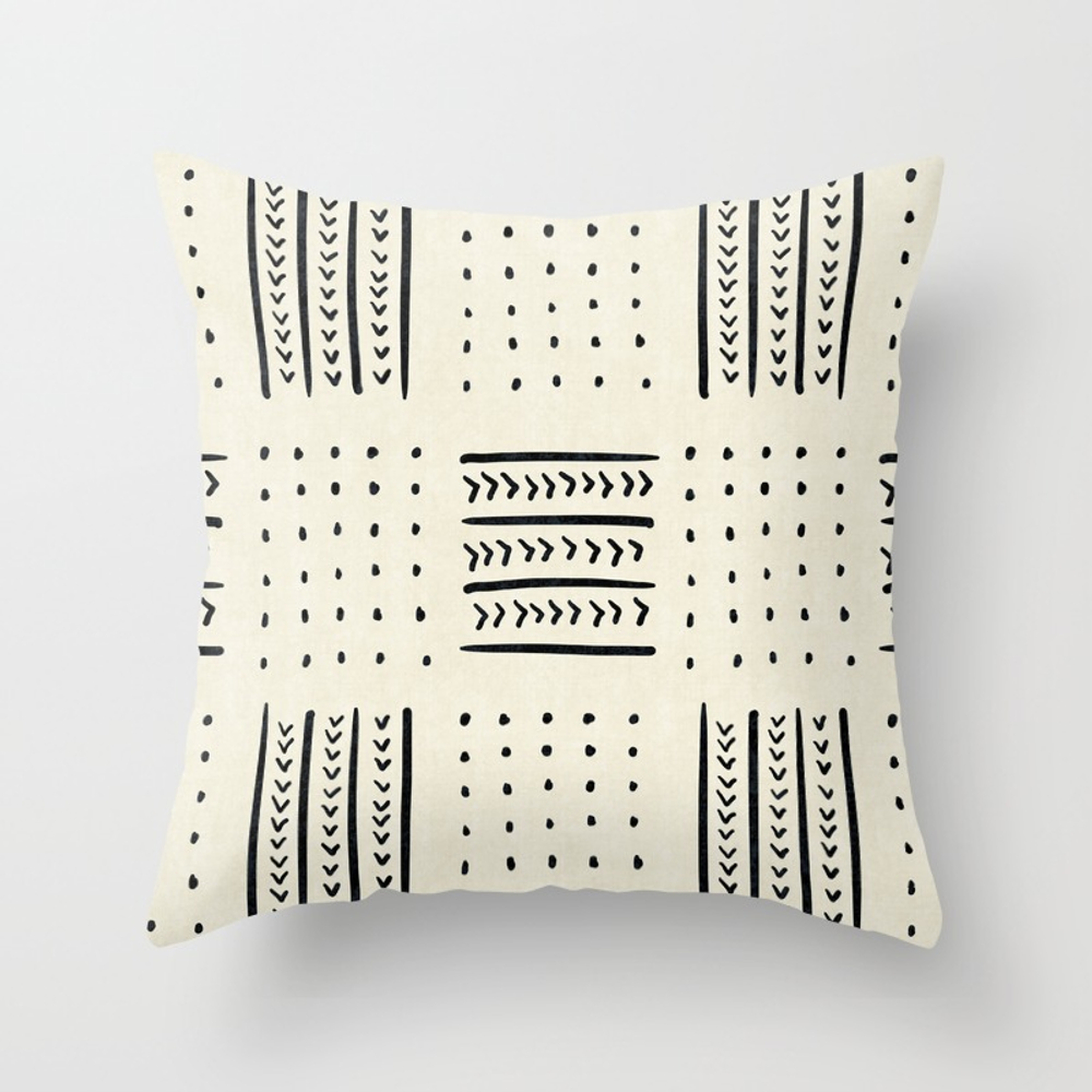 Mud Cloth in Cream Throw Pillow - Indoor Cover (18" x 18") with pillow insert by Beckybailey1 - Society6
