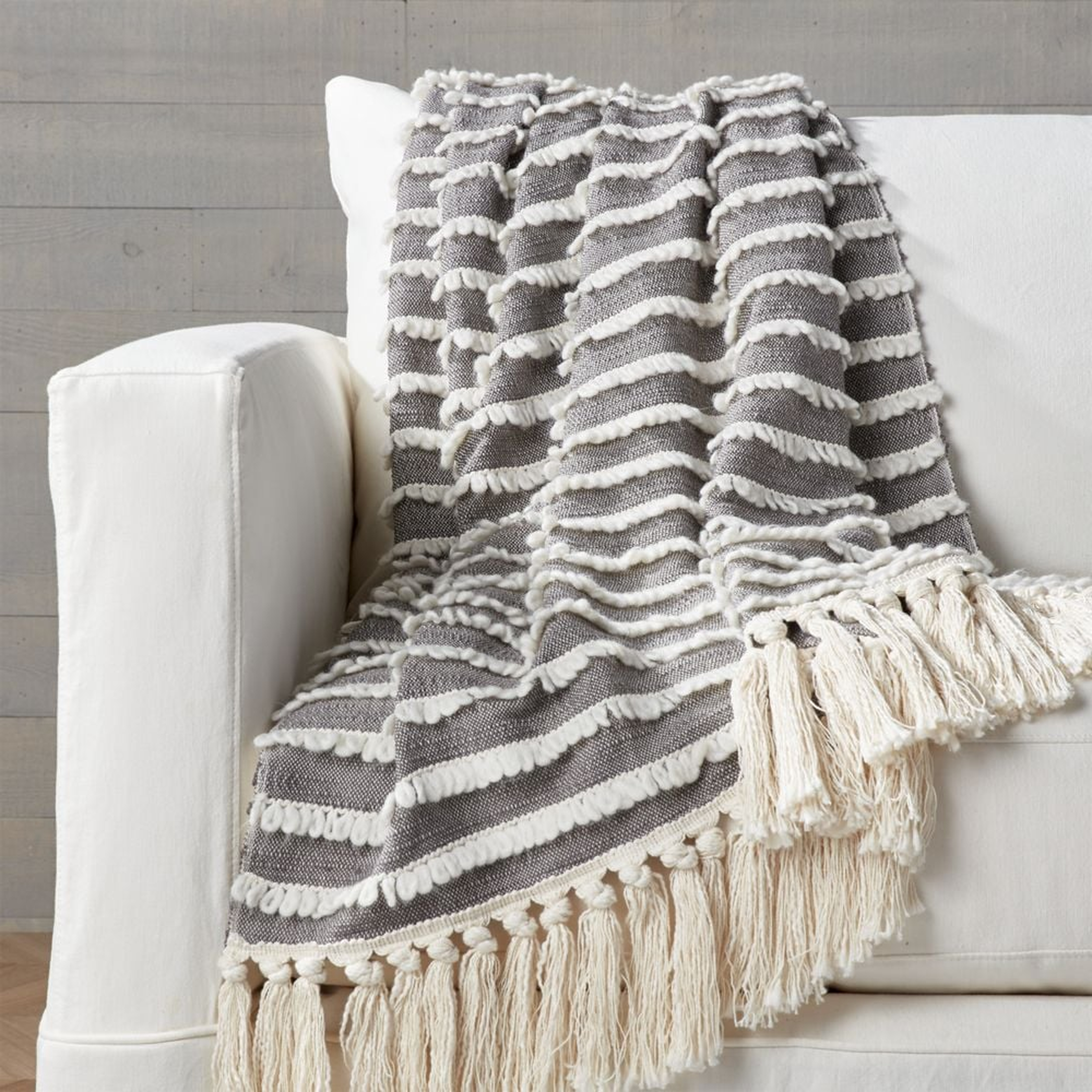 Corlett Grey and White Throw - Crate and Barrel