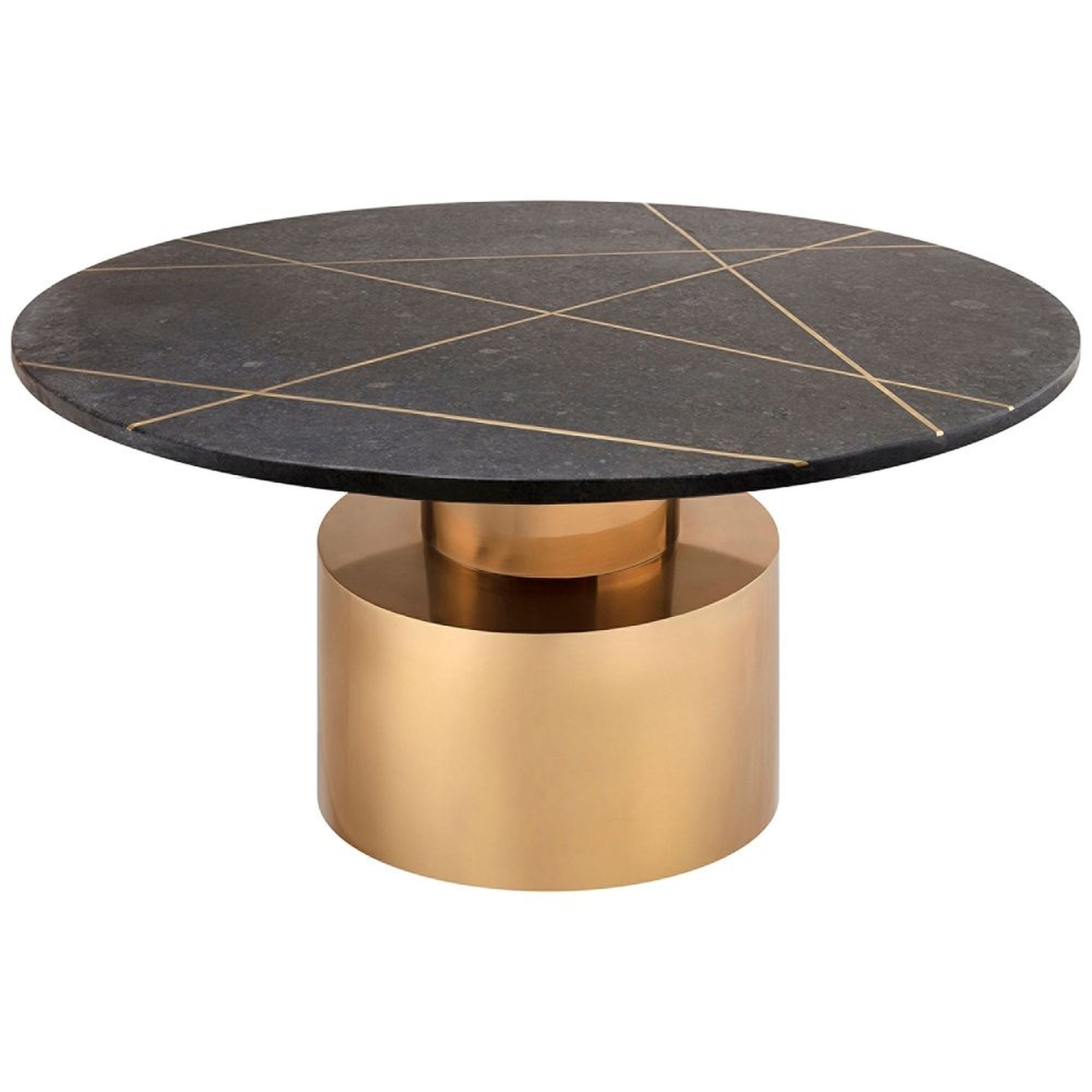 Terzo Black Geometric Marble Cocktail Table with Gold Base - Style # 64T42 - Lamps Plus