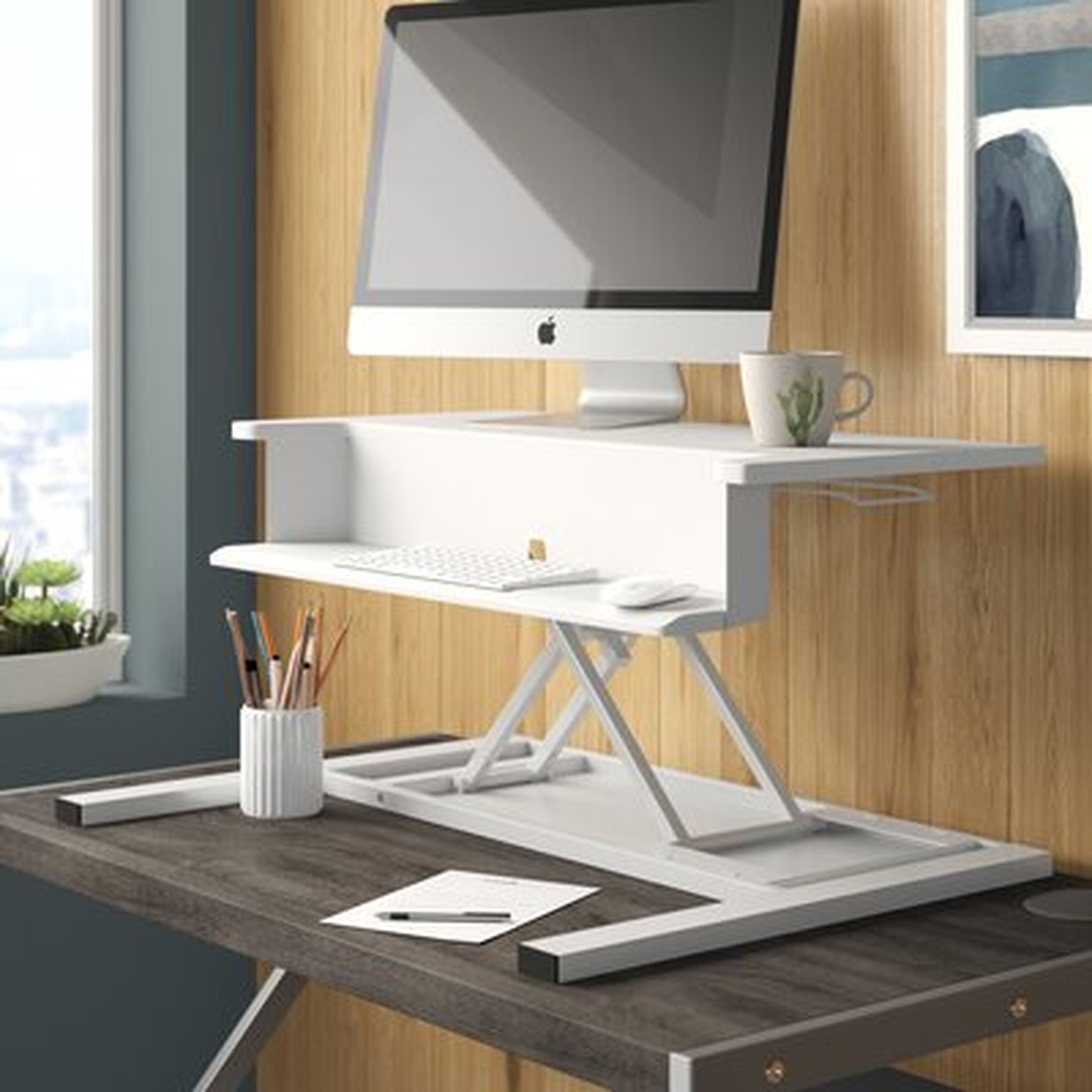 West Wick Height Adjustable Standing Desk Converter - Wayfair