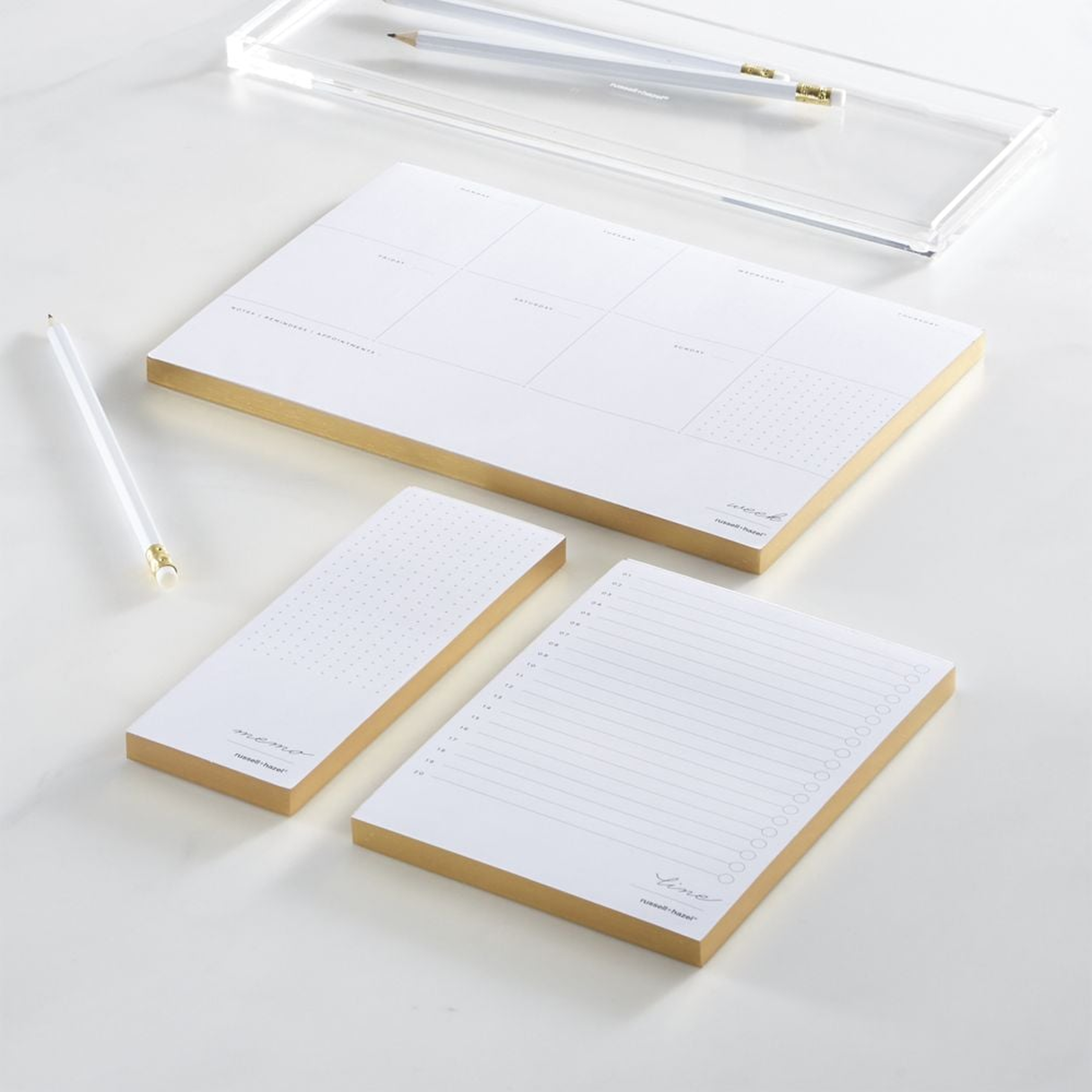Russel + Hazel In Due Time Gold Notepad Set - Crate and Barrel