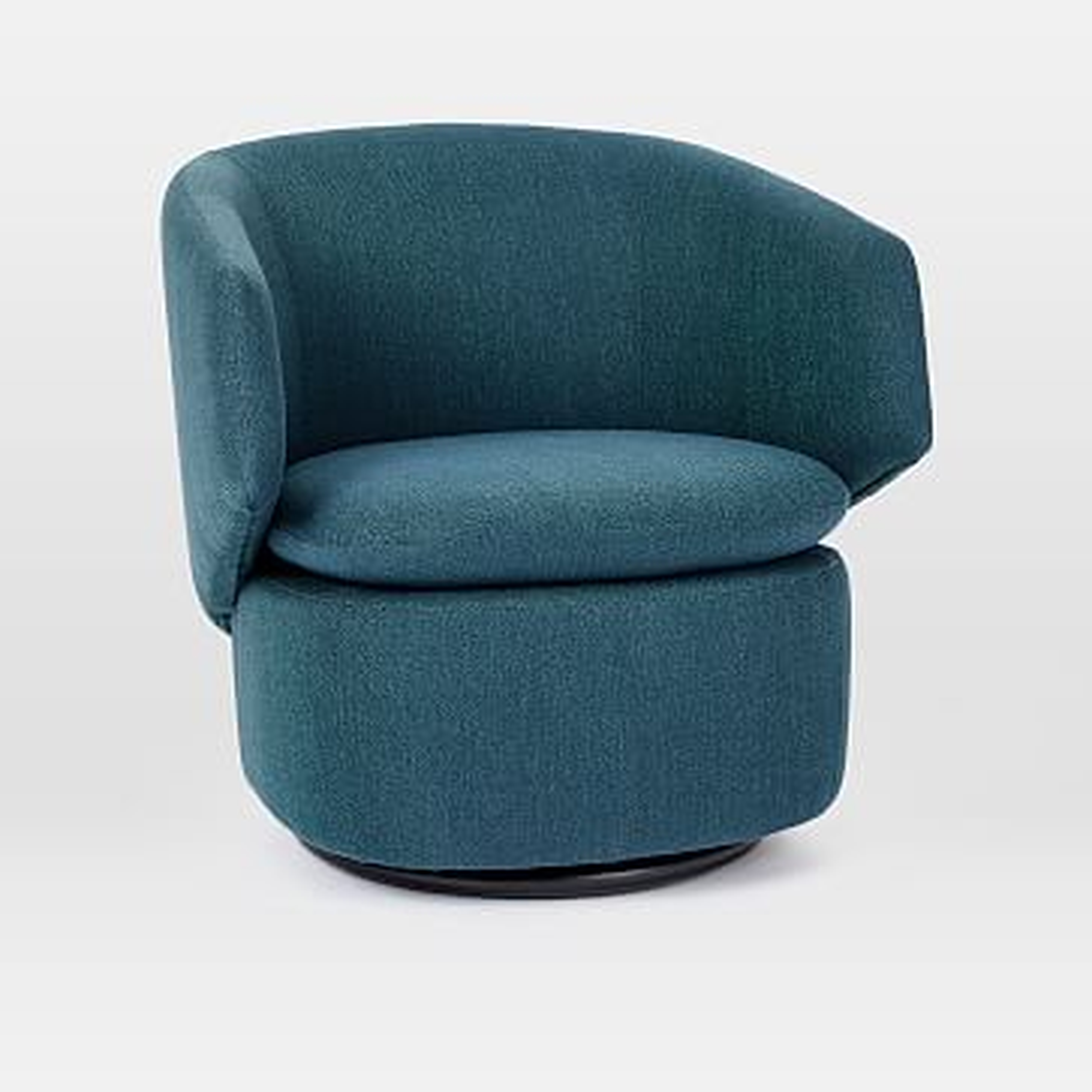 Crescent Swivel Chair, Twill, Teal - West Elm