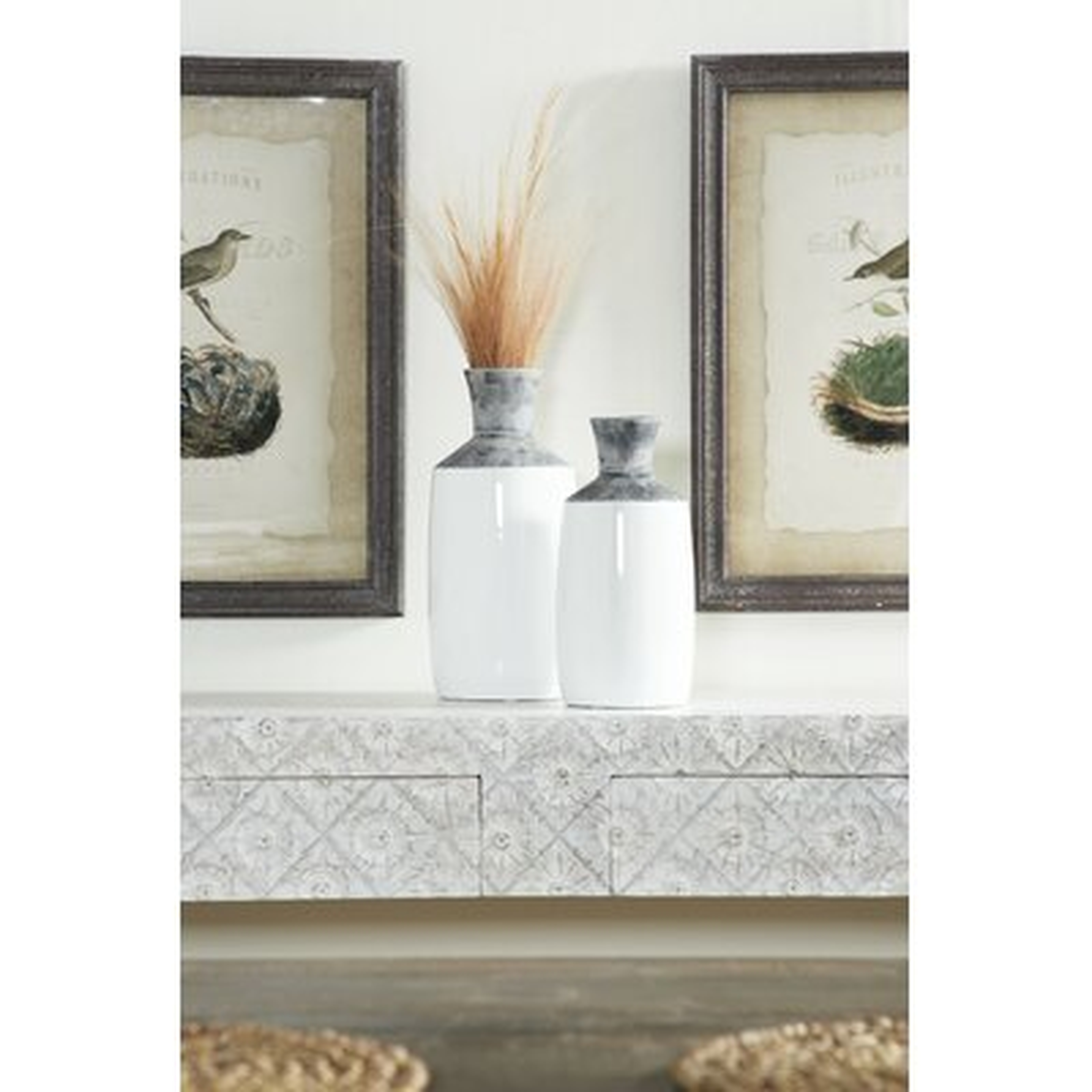 Fairman Textured Matte Ceramic 2 Piece Table Vase Set - Wayfair