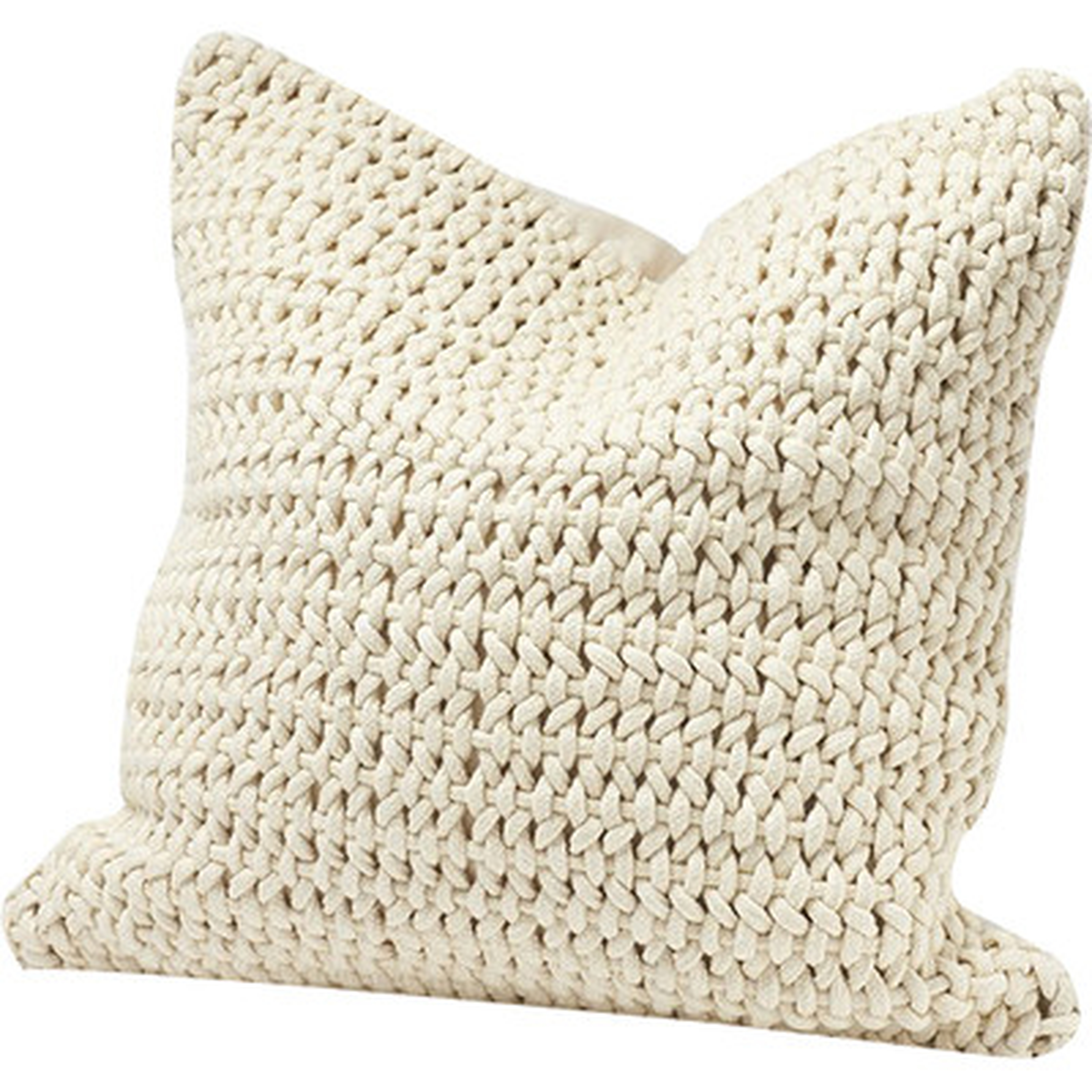 Woven Rope Cotton Pillow Cover, Ivory, 22" x 22" - Wayfair