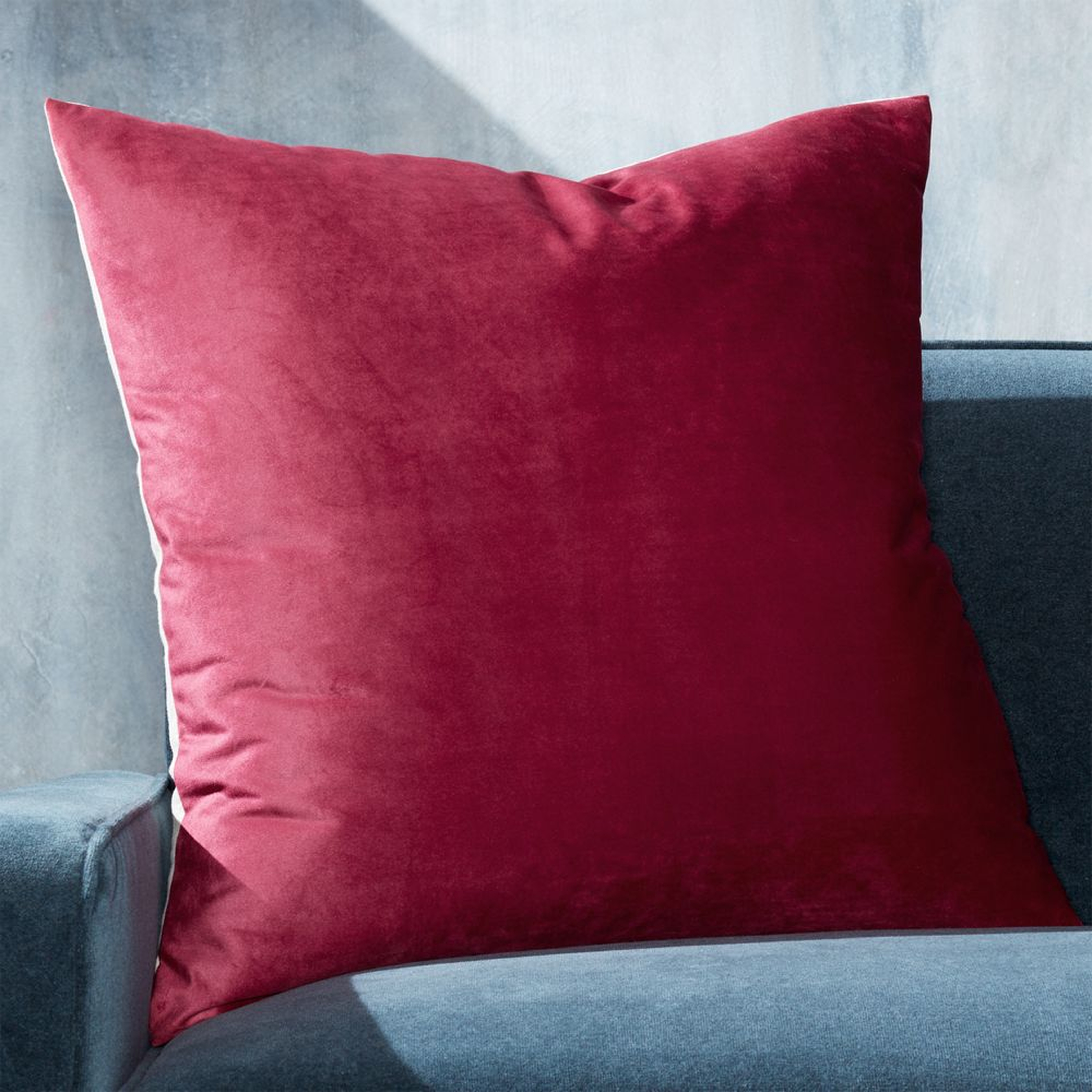 Marlo Berry Velvet Pillow with Down-Alternative Insert 23" - Crate and Barrel