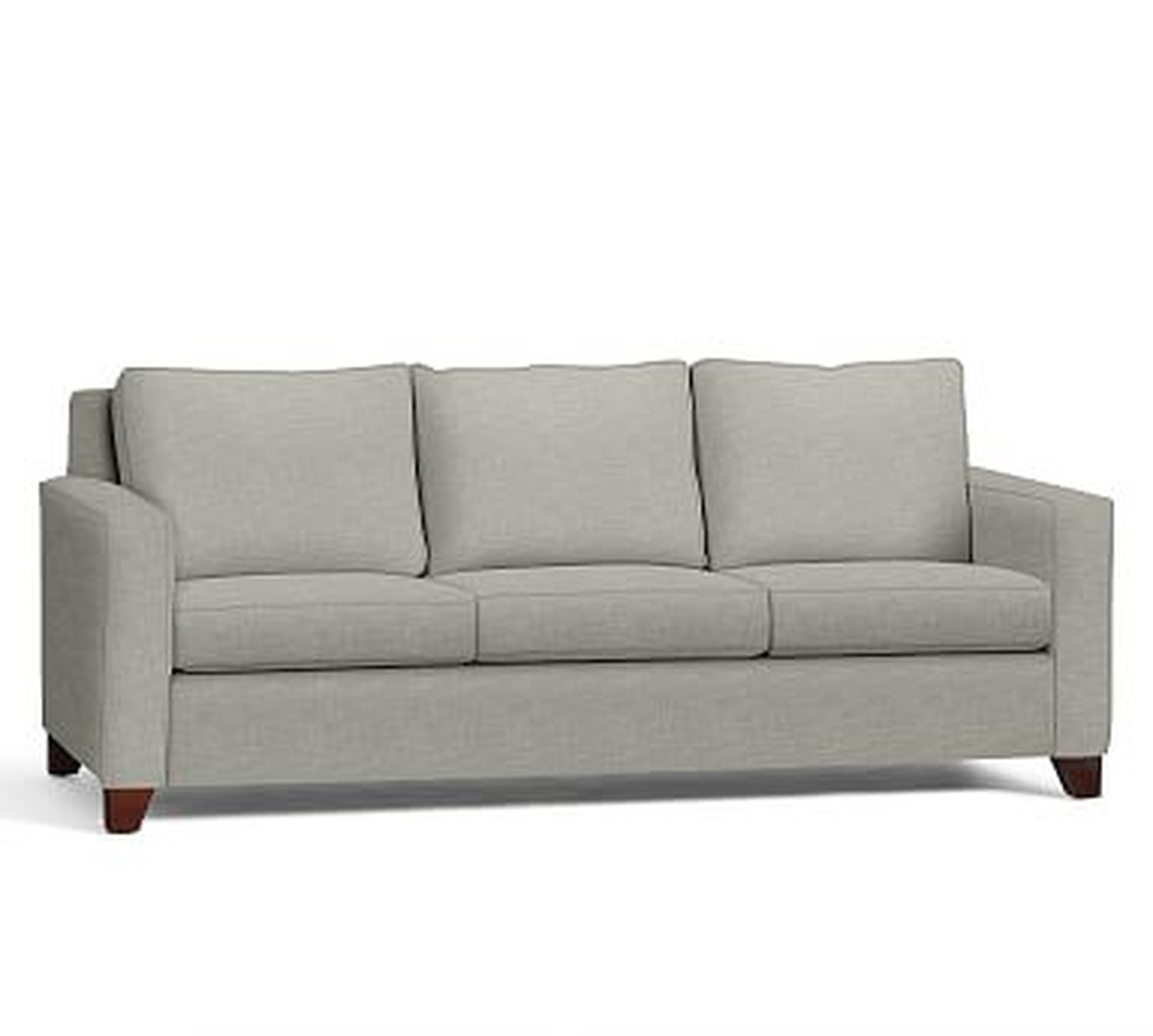 Cameron Square Arm Upholstered Grand Sofa 96" 3-Seater, Polyester Wrapped Cushions, Premium Performance Basketweave Light Gray - Pottery Barn