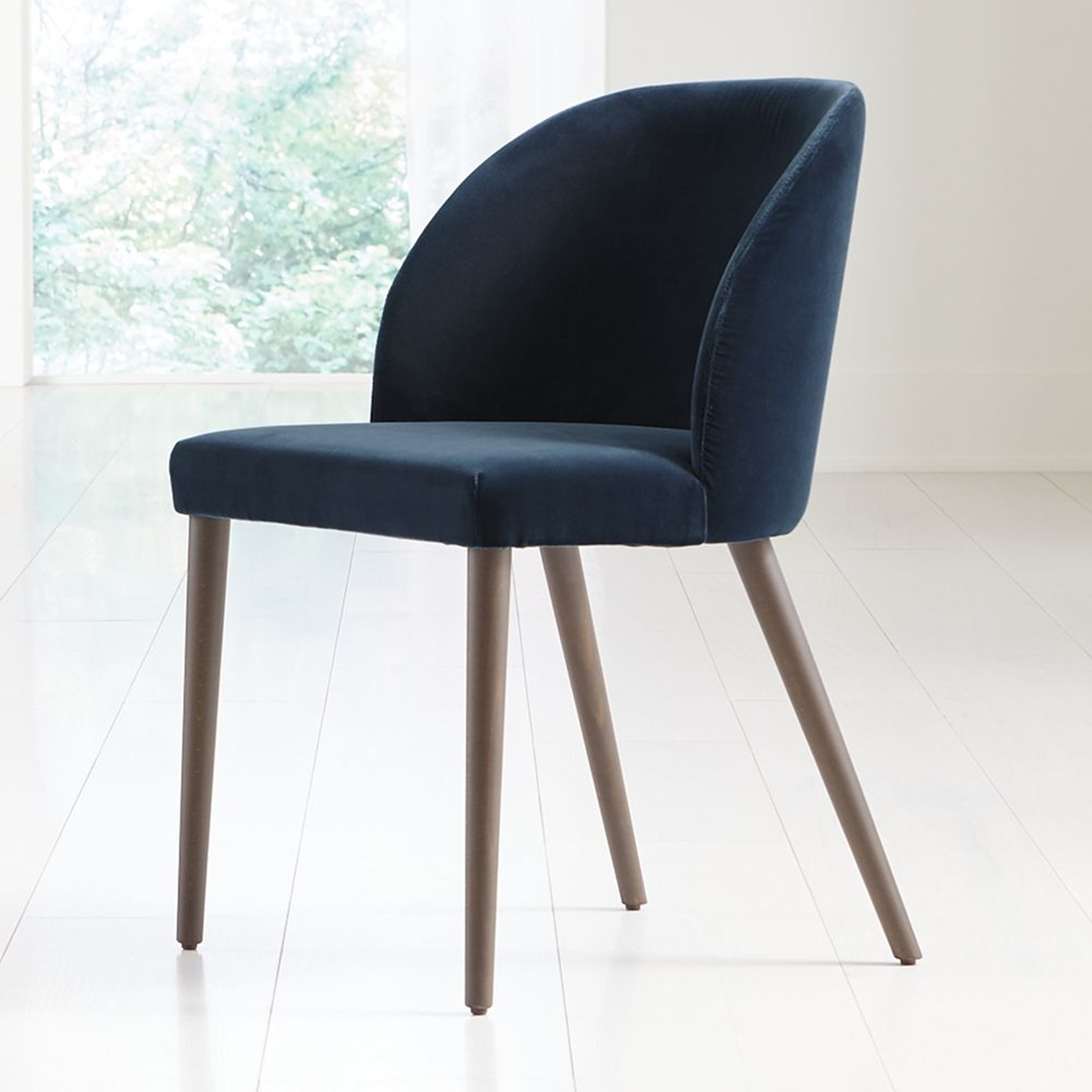 Camille Navy Velvet Dining Chair - Crate and Barrel