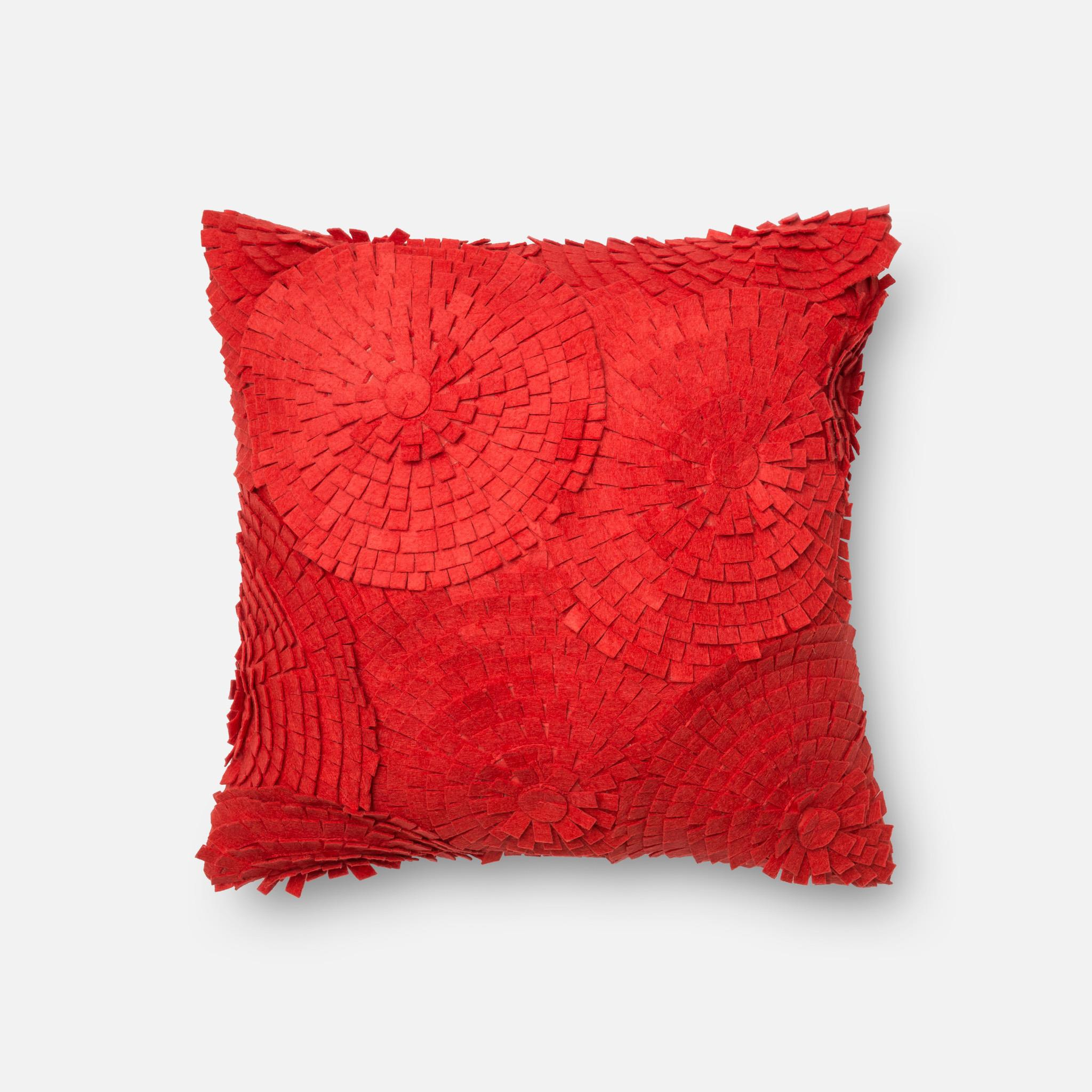 PILLOWS - RED - 18" X 18" Cover w/Down - Loloi II