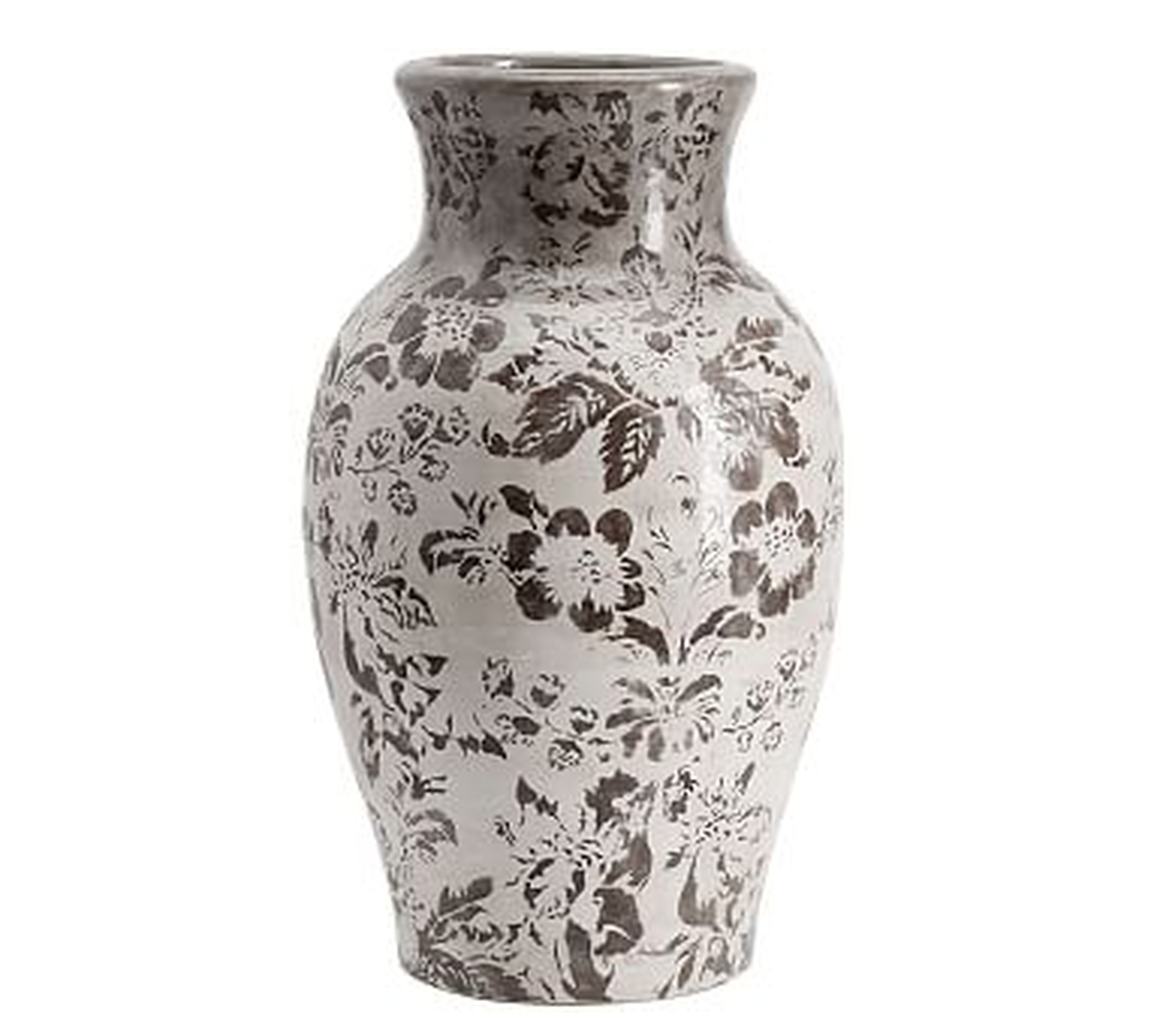 Collette Floral Vase, Gray, Large - Pottery Barn
