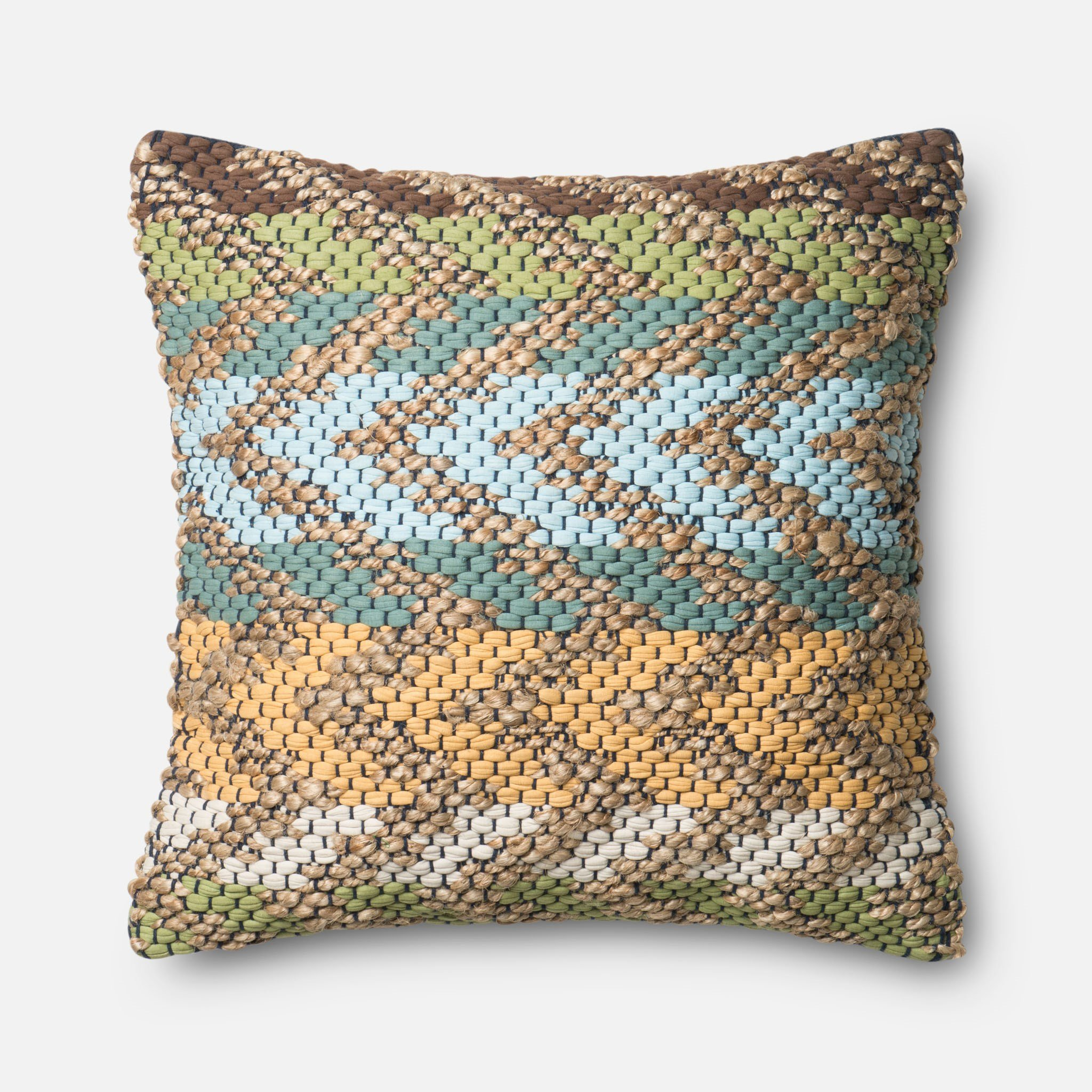 PILLOWS - GREEN / MULTI - 22" X 22" Cover Only - Loloi Rugs